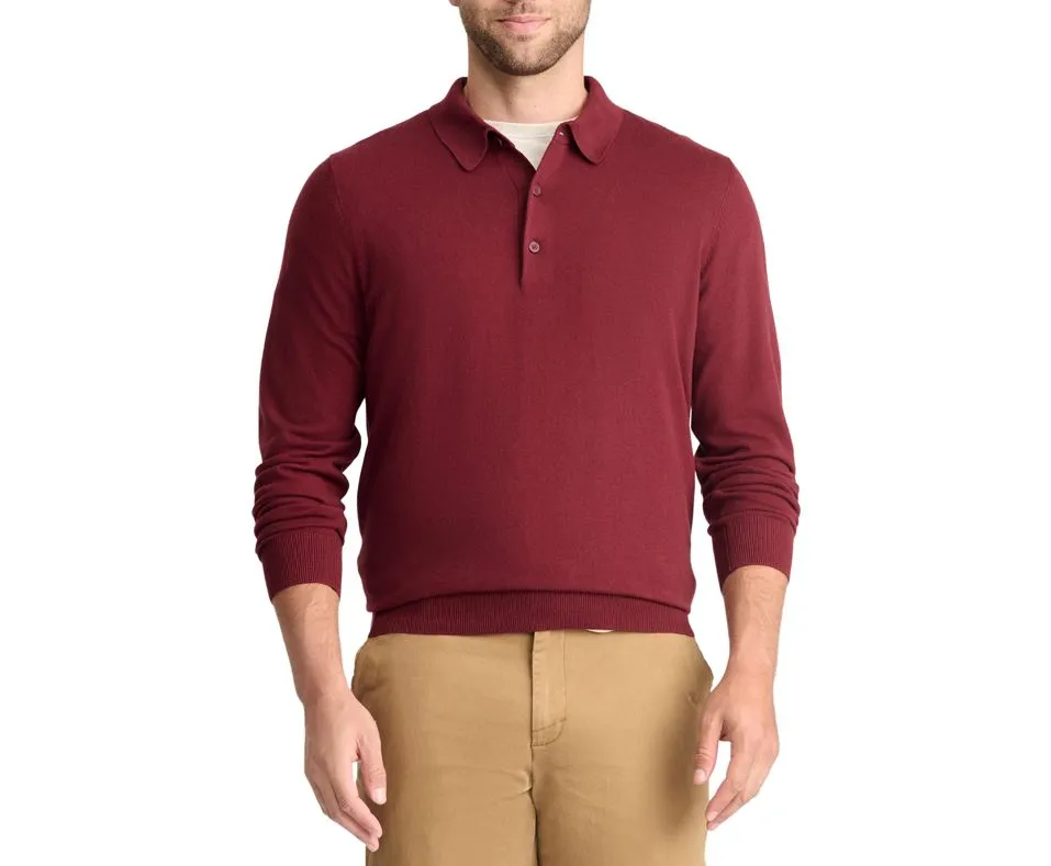 IZOD Mens Jersey Polo Long Sleeve Polo Sweater
