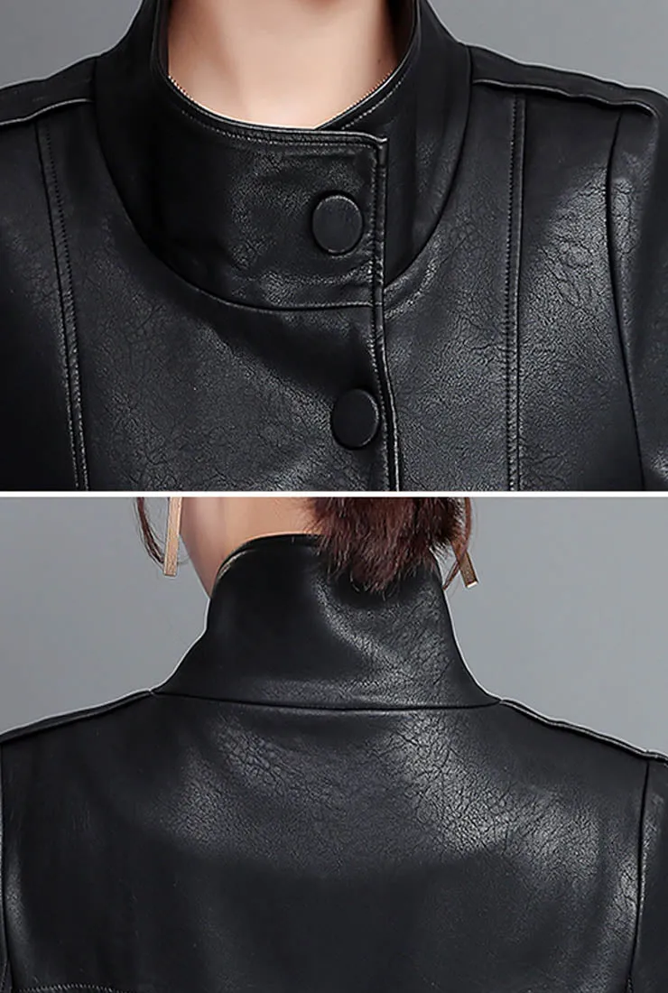 Leather Lace-up Long Trench Coat