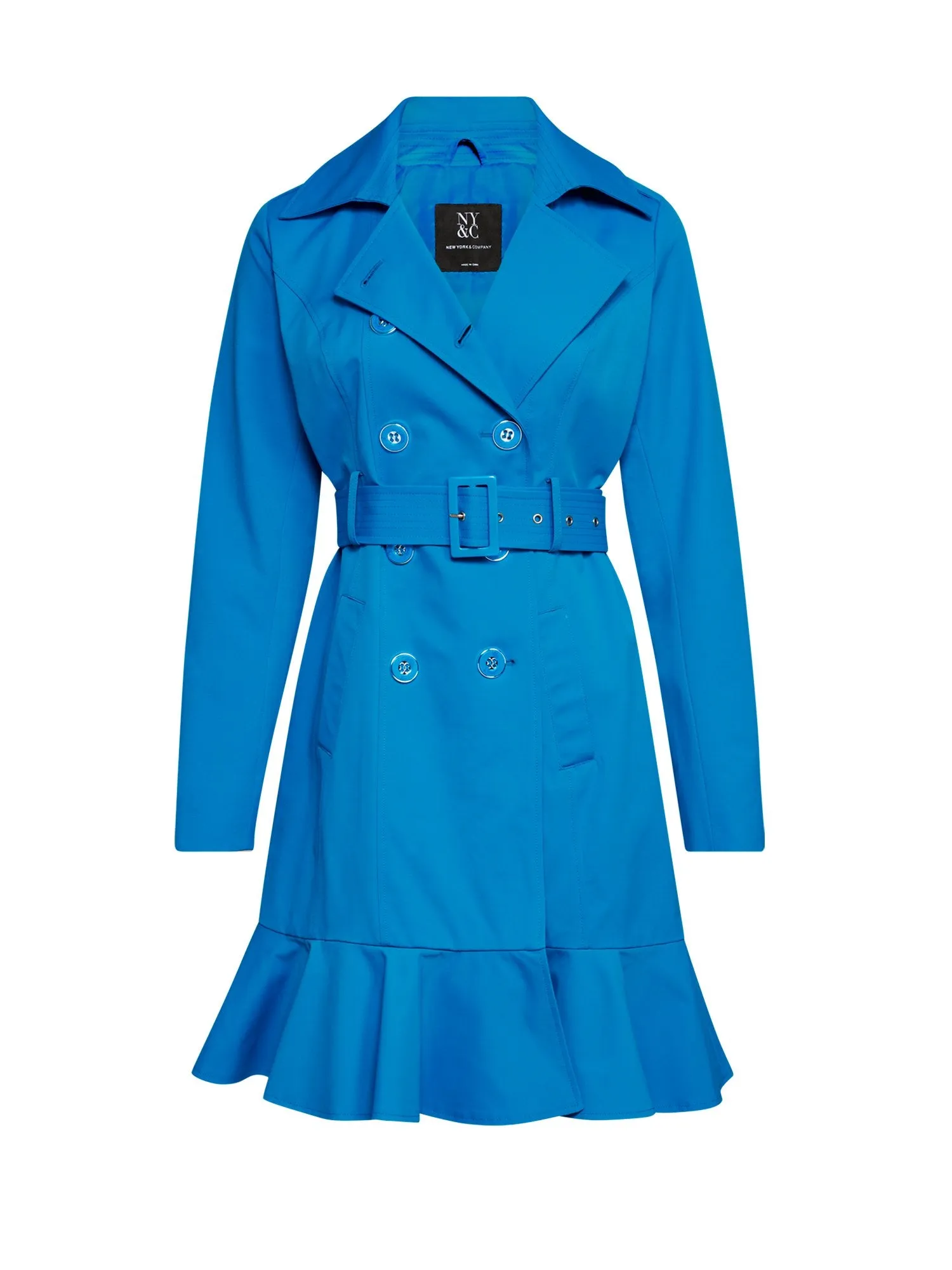 Long Sleeves Belted Peplum City Trench Coat
