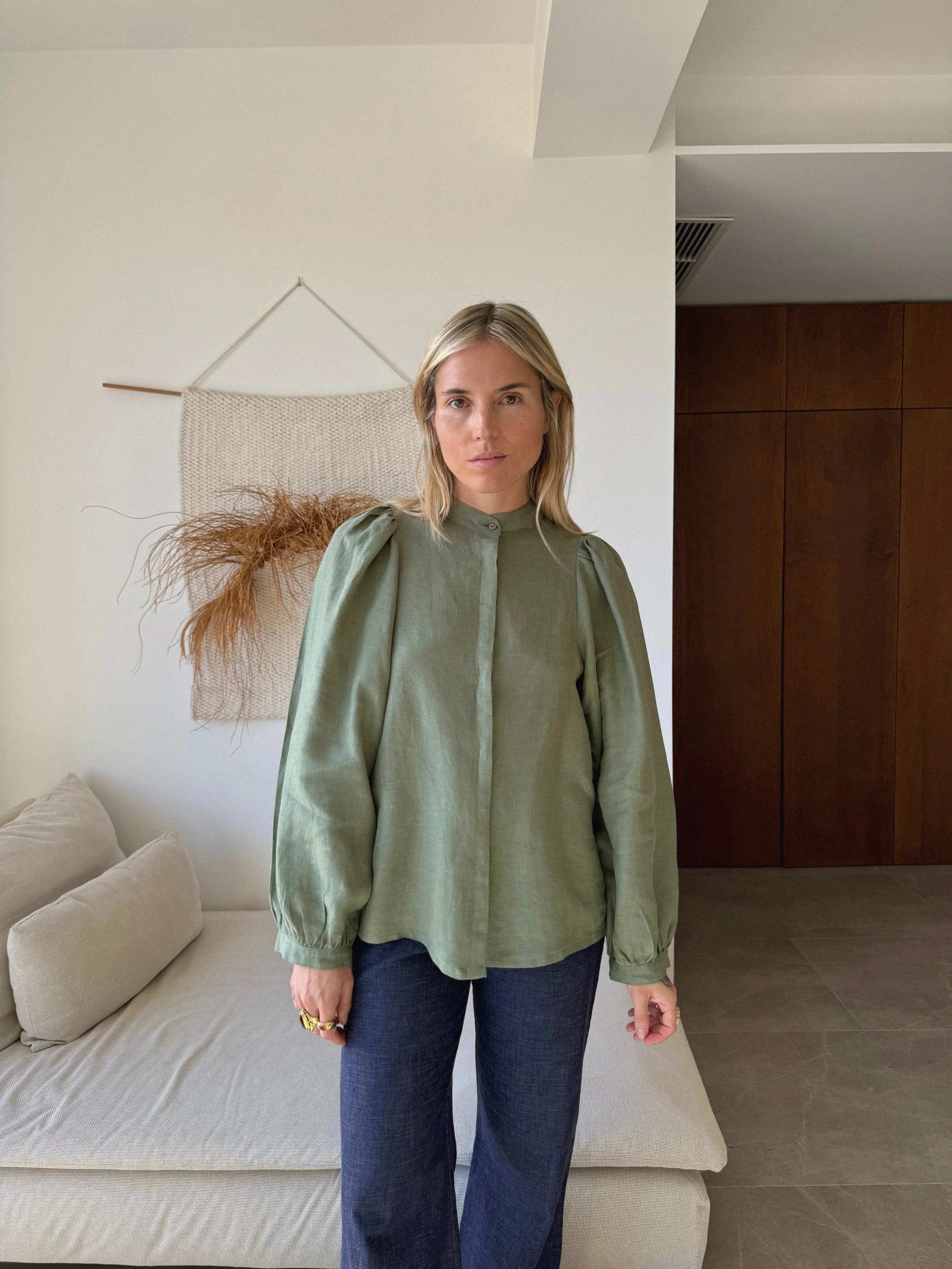 LOUISA Blouse linen khaki green