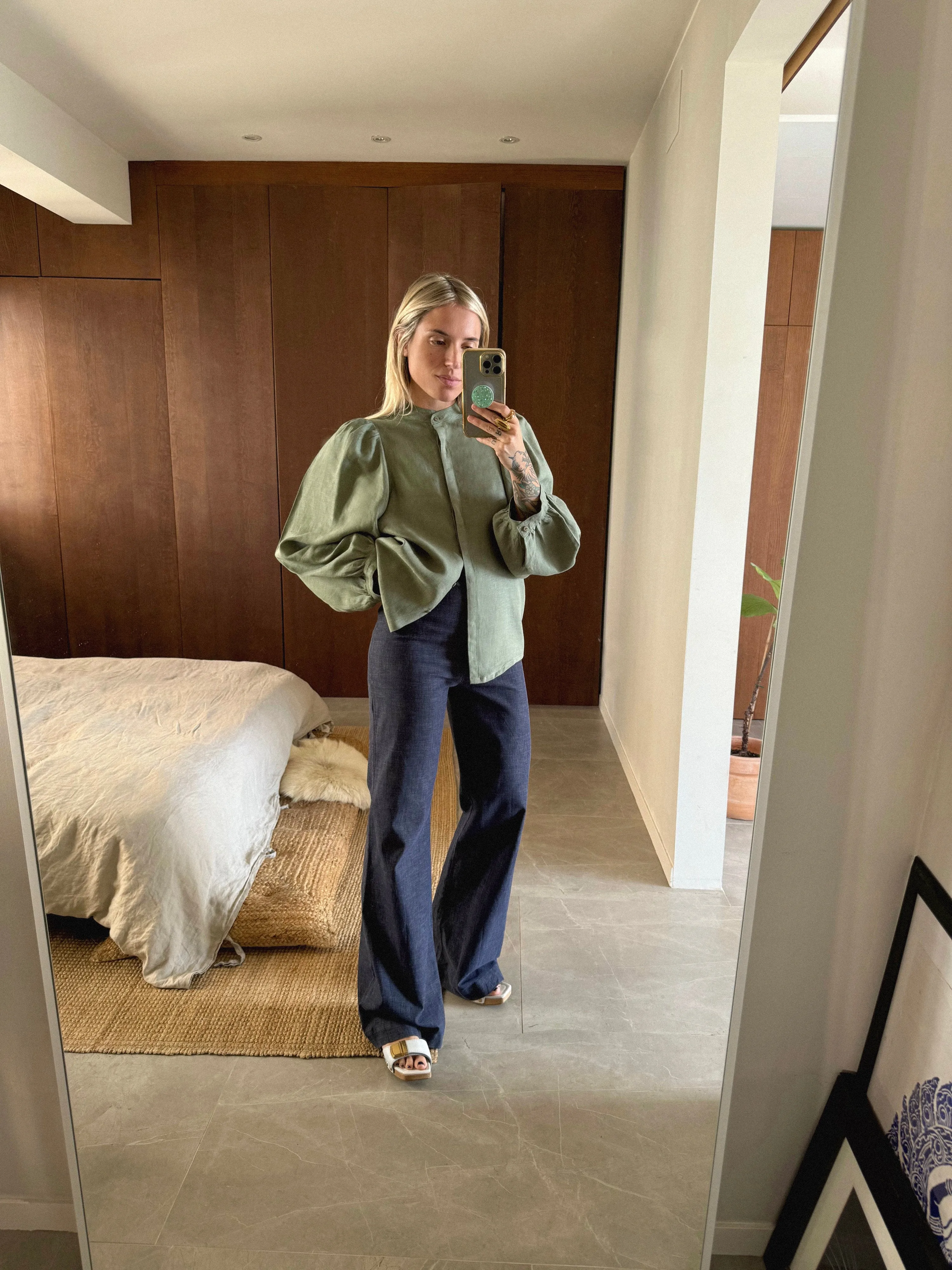 LOUISA Blouse linen khaki green