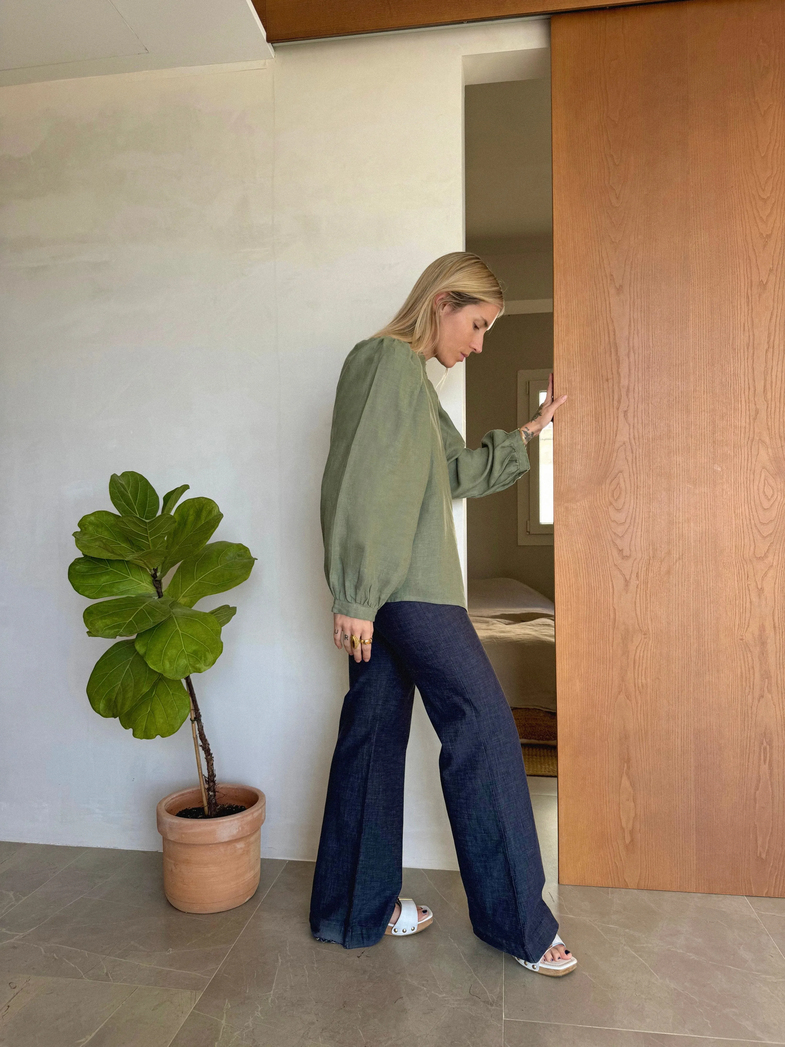 LOUISA Blouse linen khaki green