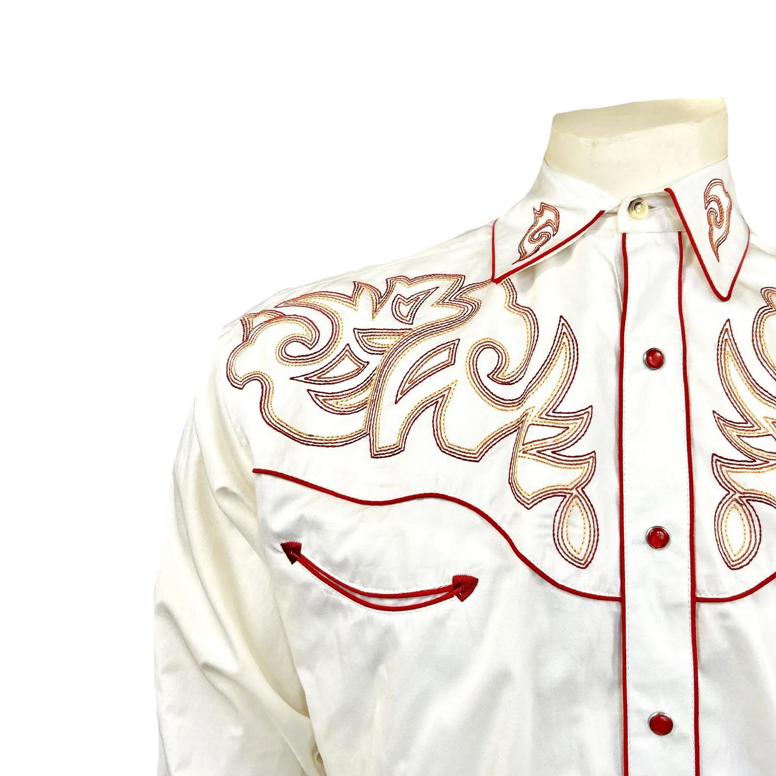 Men's Ivory Boot Top Embroidered Western Shirt