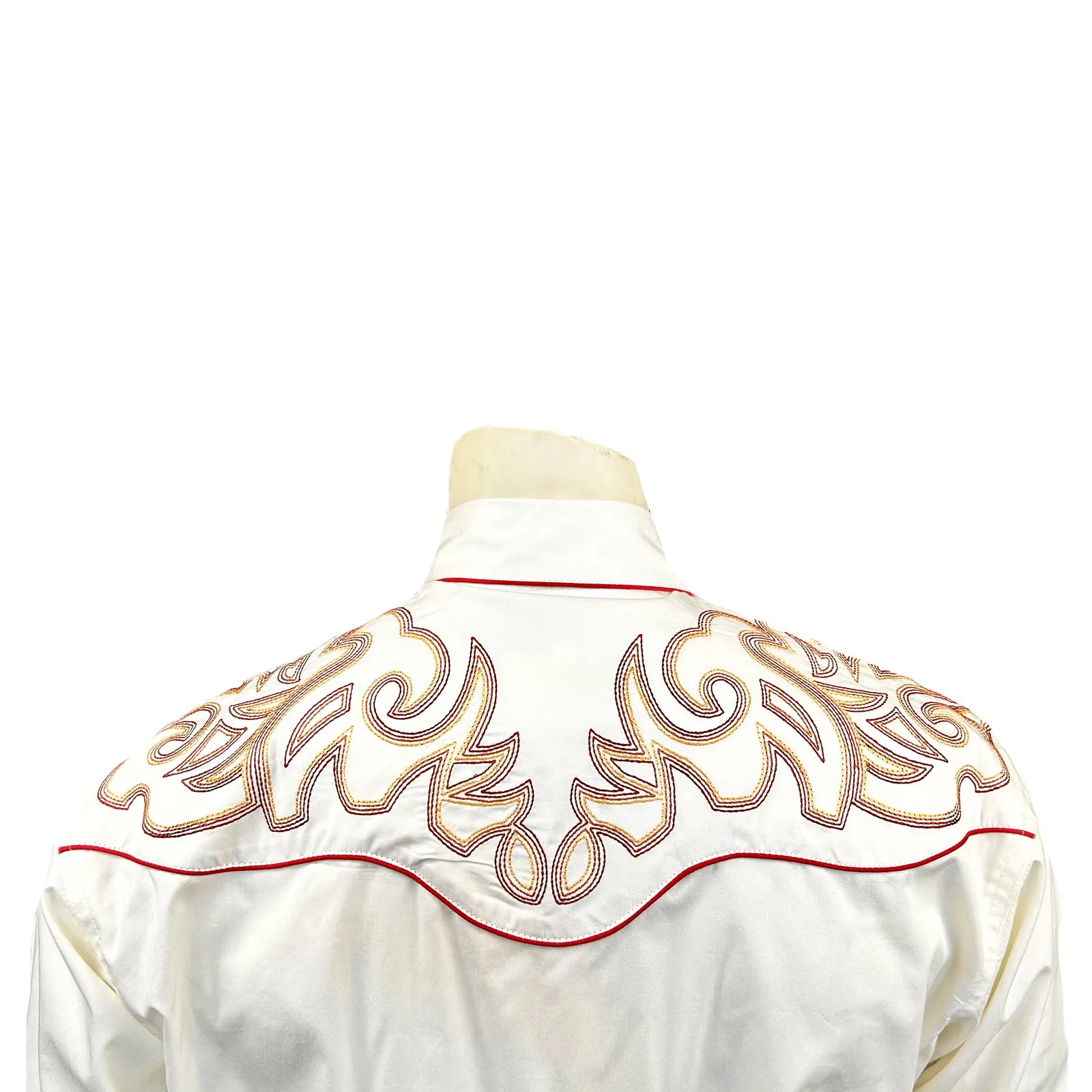 Men's Ivory Boot Top Embroidered Western Shirt