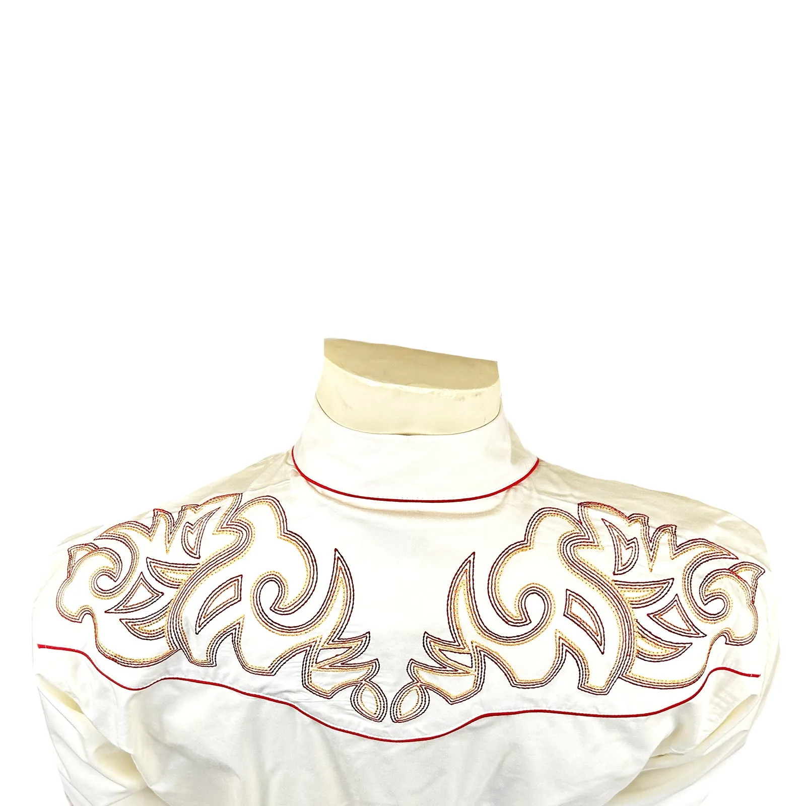 Men's Ivory Boot Top Embroidered Western Shirt