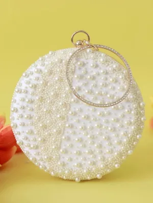 Mukta All White Pearl Hand Embroidered Clutch