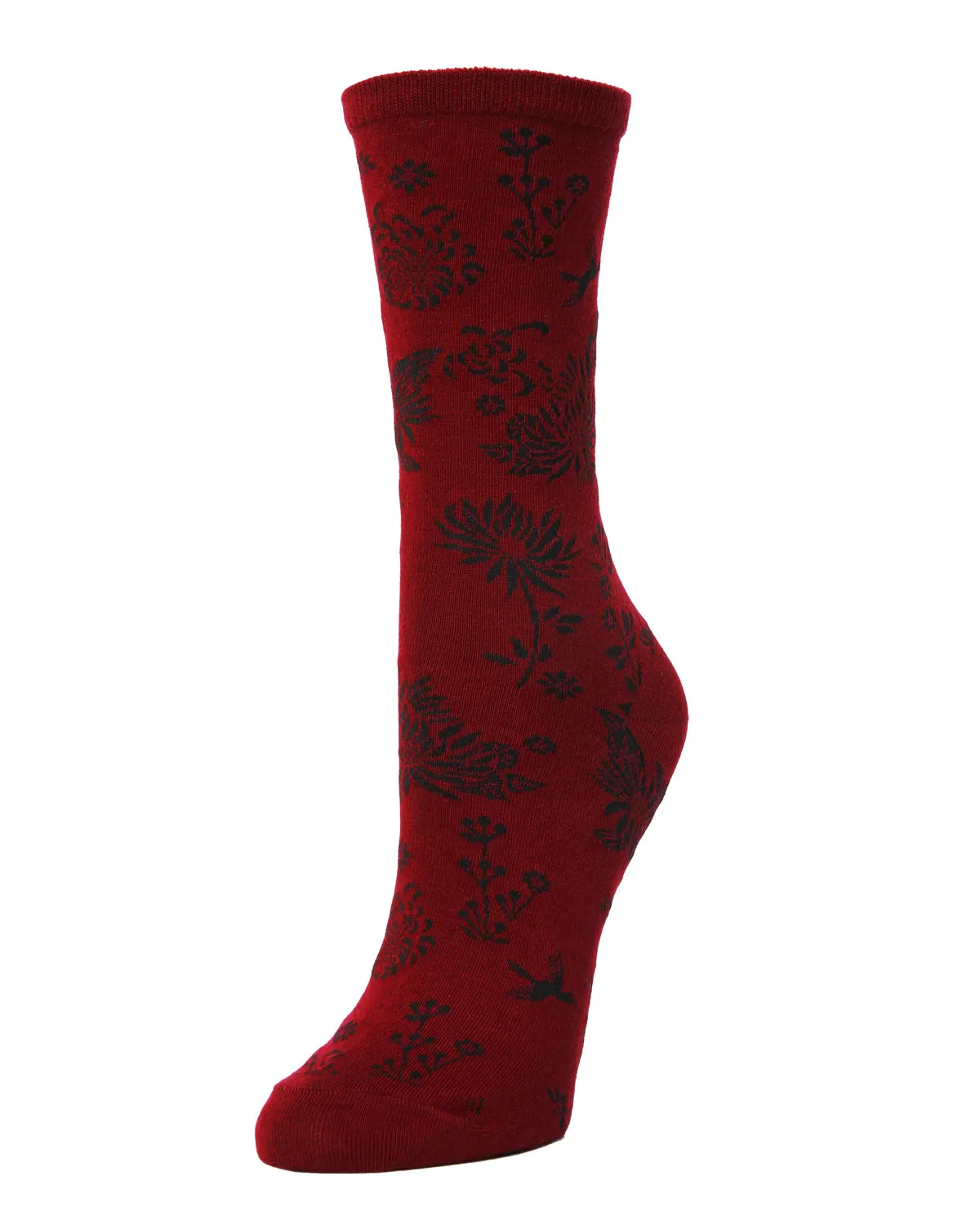 Natori Cascading Floral Cotton Blend Crew Sock