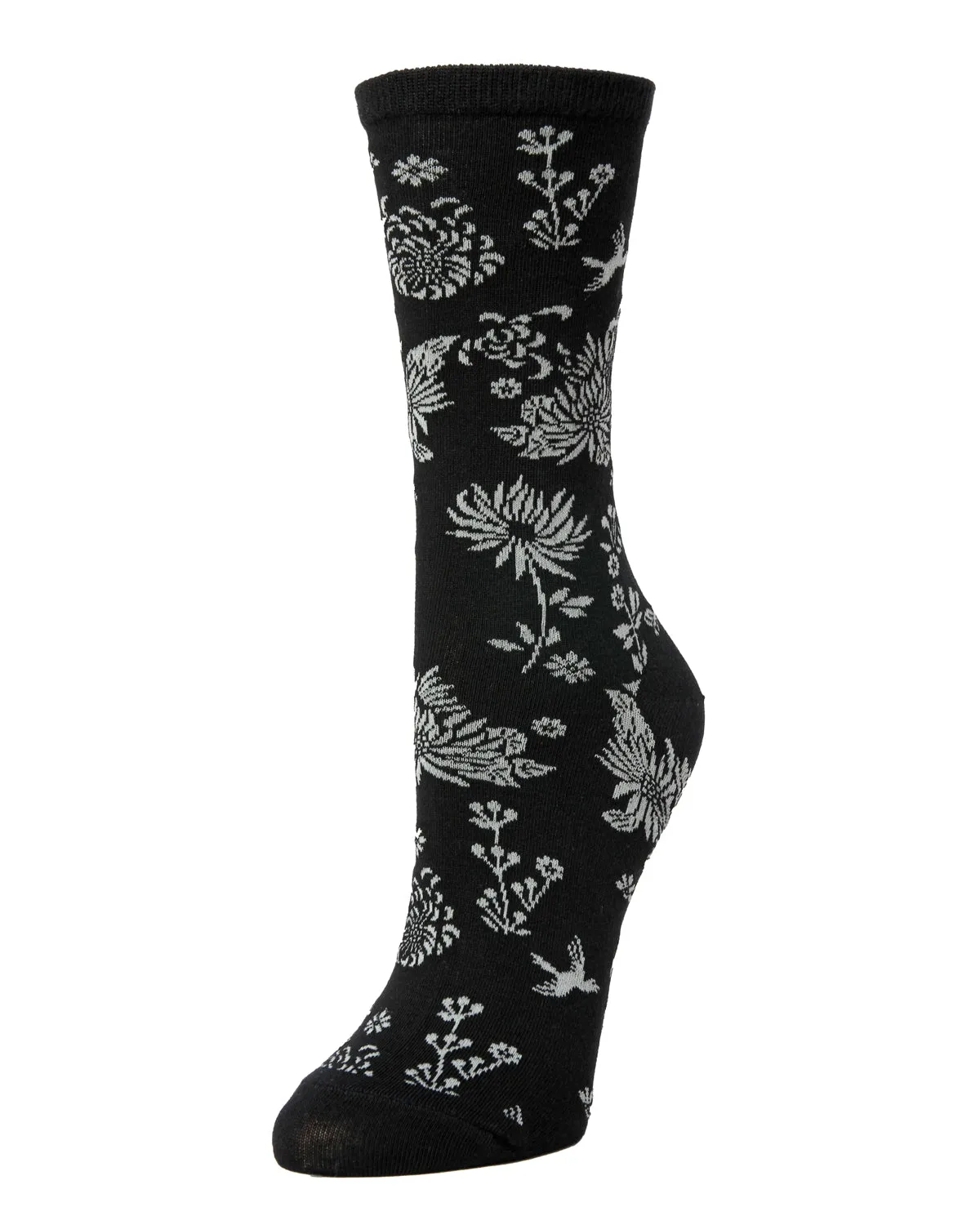 Natori Cascading Floral Cotton Blend Crew Sock