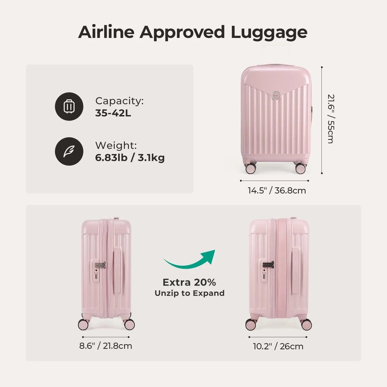 Odyssey 20 Inch Airline Approved Hardside Spinner Suitcase