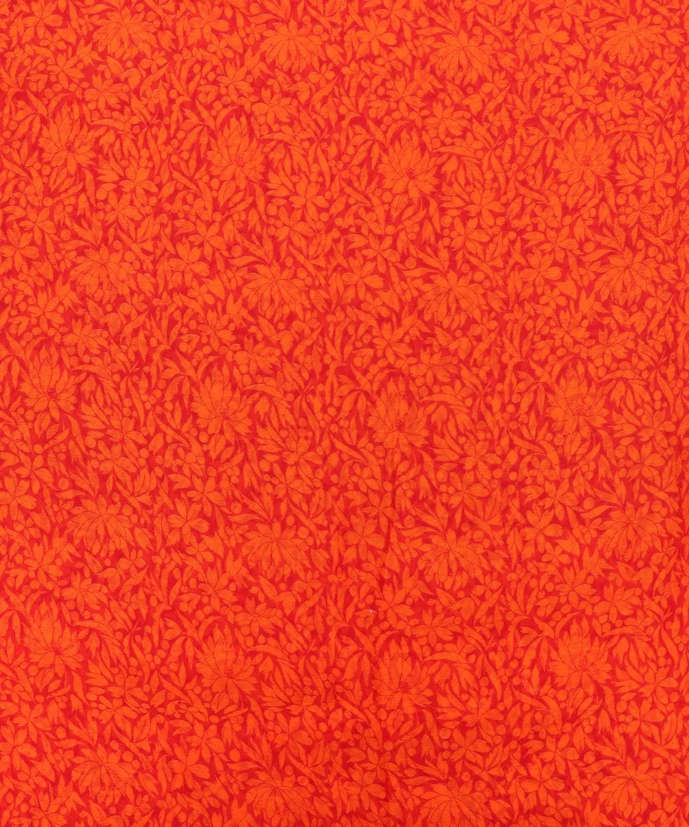 Orange Colour Floral Print Chiffon Fabric