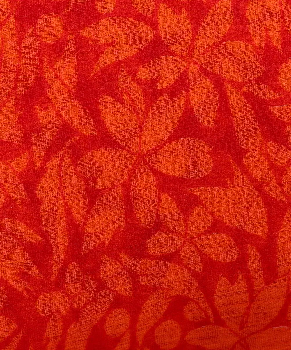 Orange Colour Floral Print Chiffon Fabric