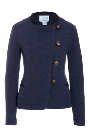 OTTOMAN Blue Melange Wool Asymmetrical Hunters Jacket