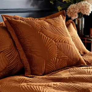 Palmeria Quilted Velvet Cushion Rust