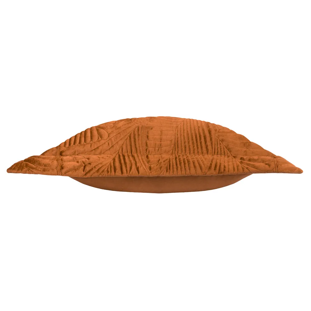 Palmeria Quilted Velvet Cushion Rust