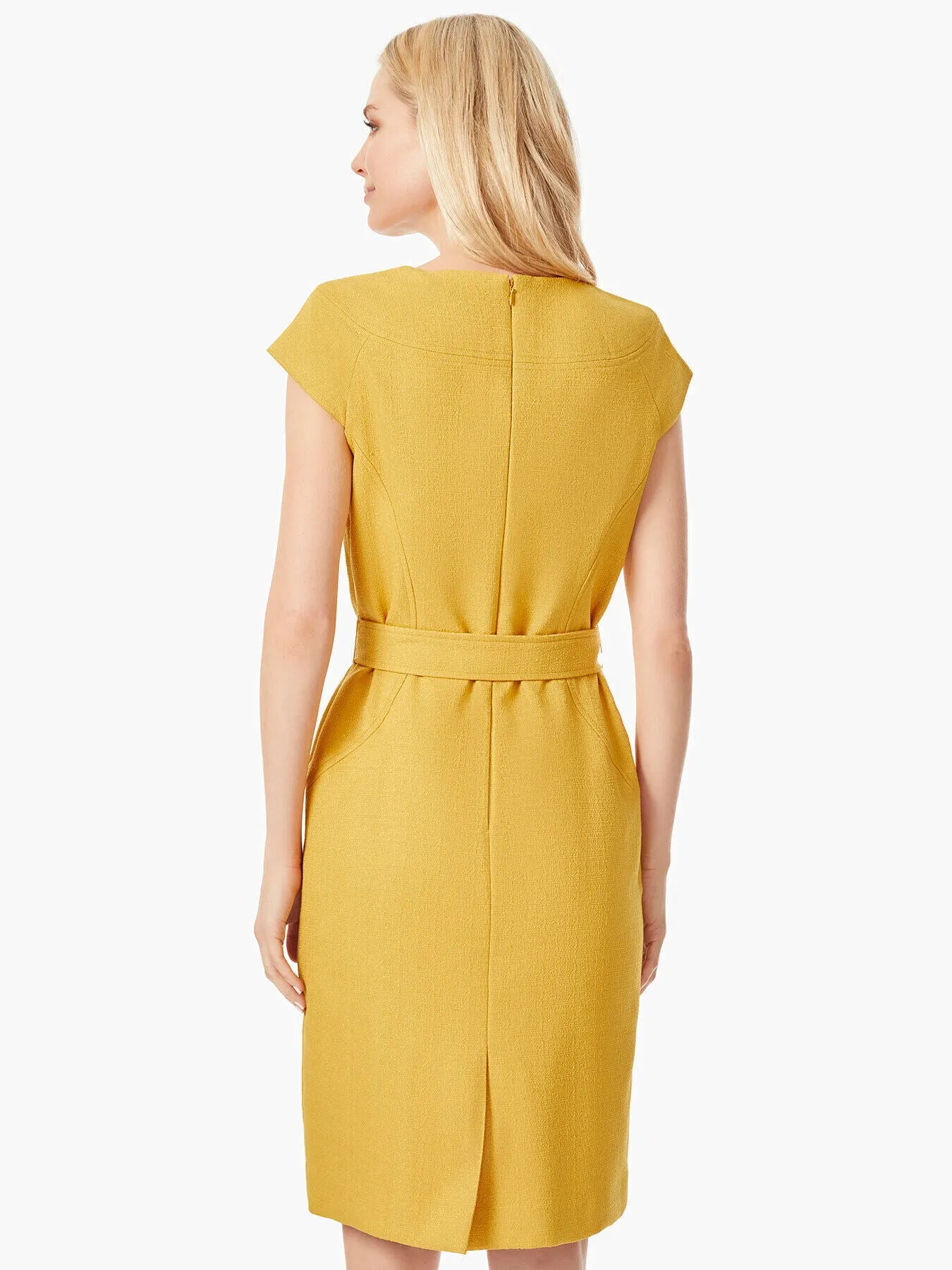 Plus Size Notched Neckline Belted Crepe Dress