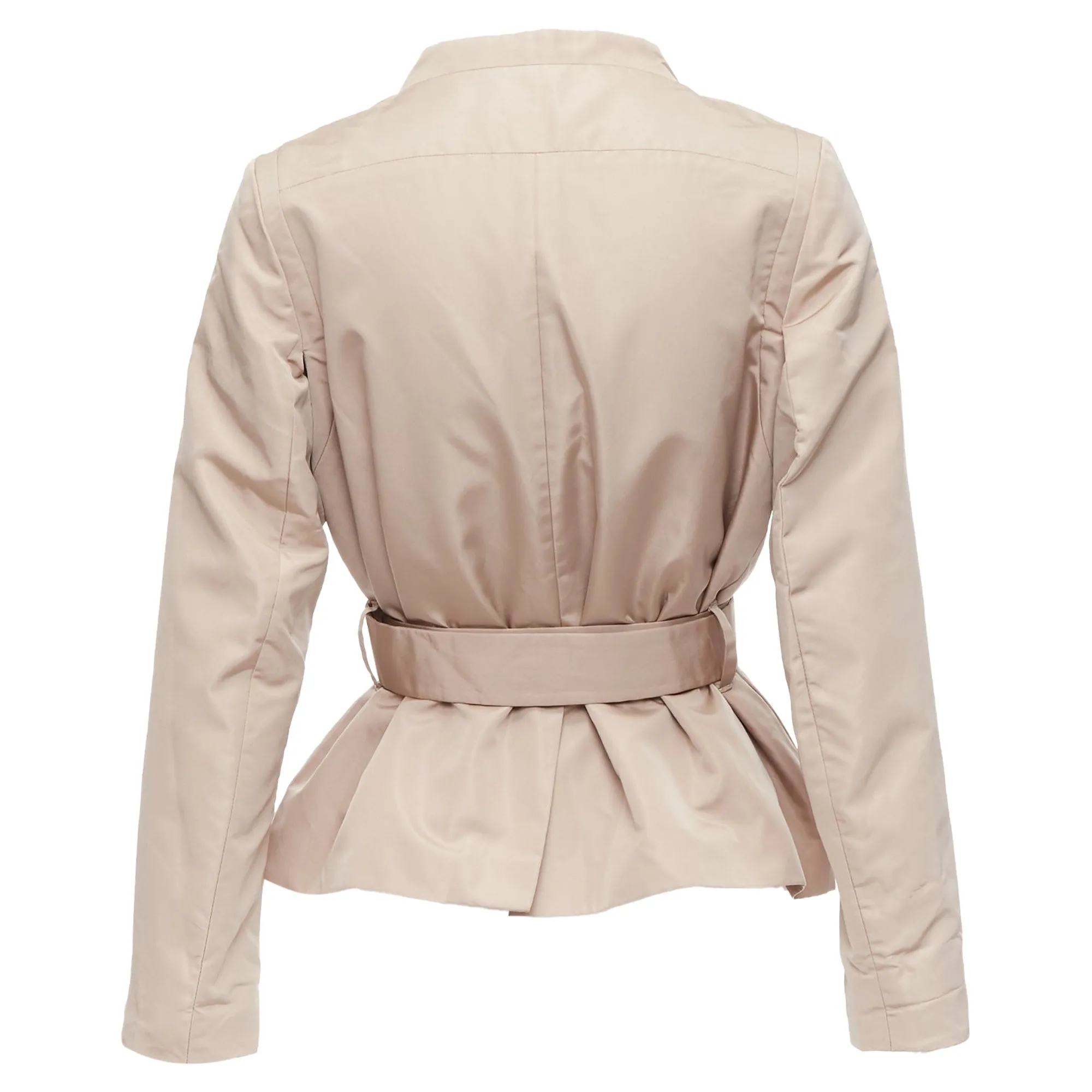 Prada Silk Blend Panelled Double Breast Belted Trench Jacket