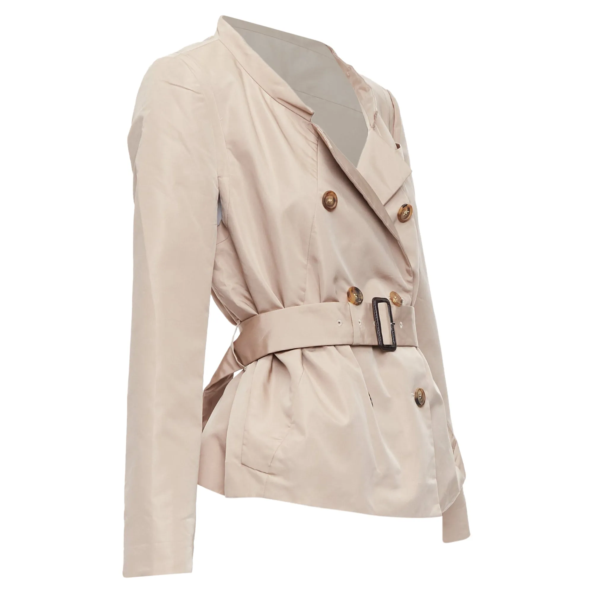 Prada Silk Blend Panelled Double Breast Belted Trench Jacket