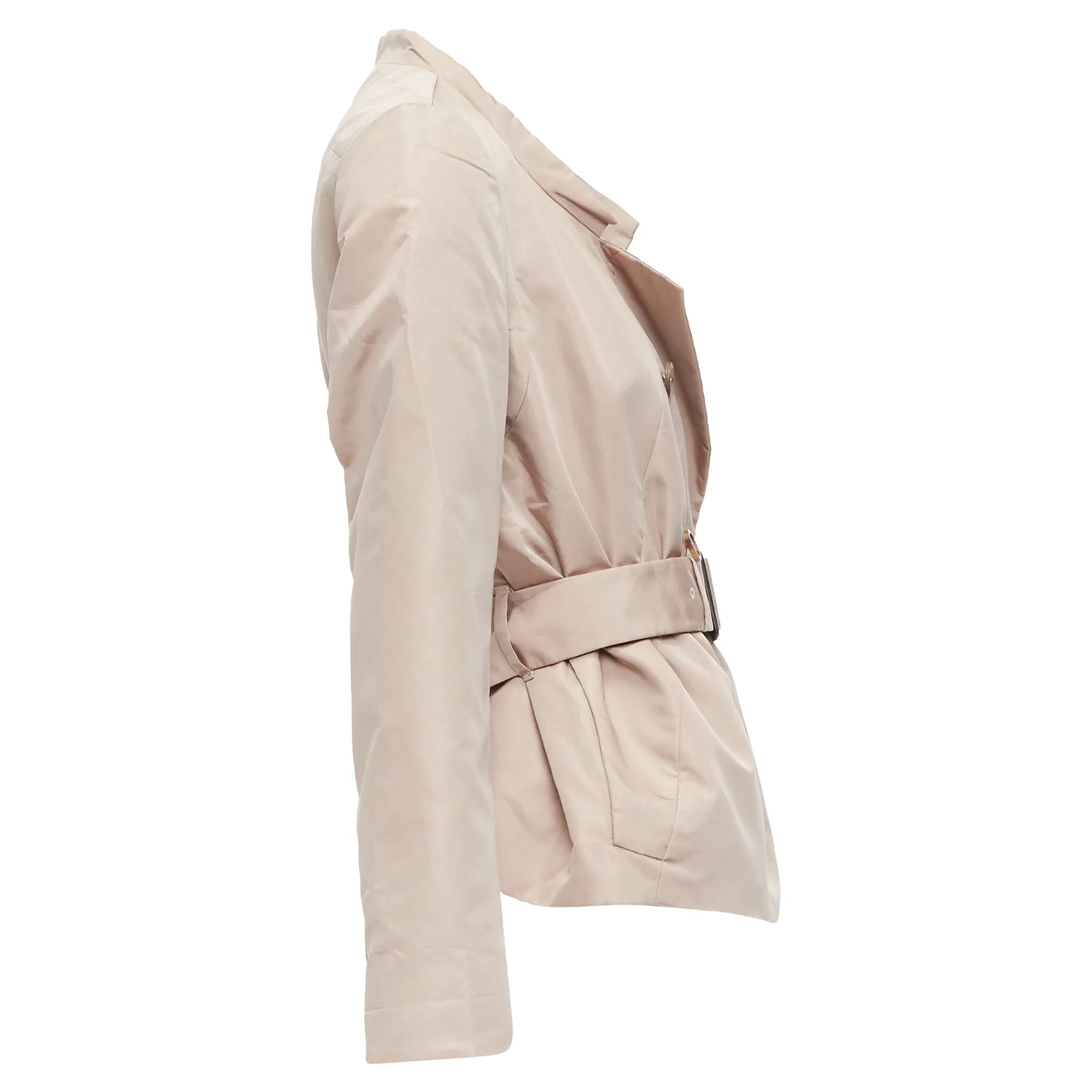 Prada Silk Blend Panelled Double Breast Belted Trench Jacket