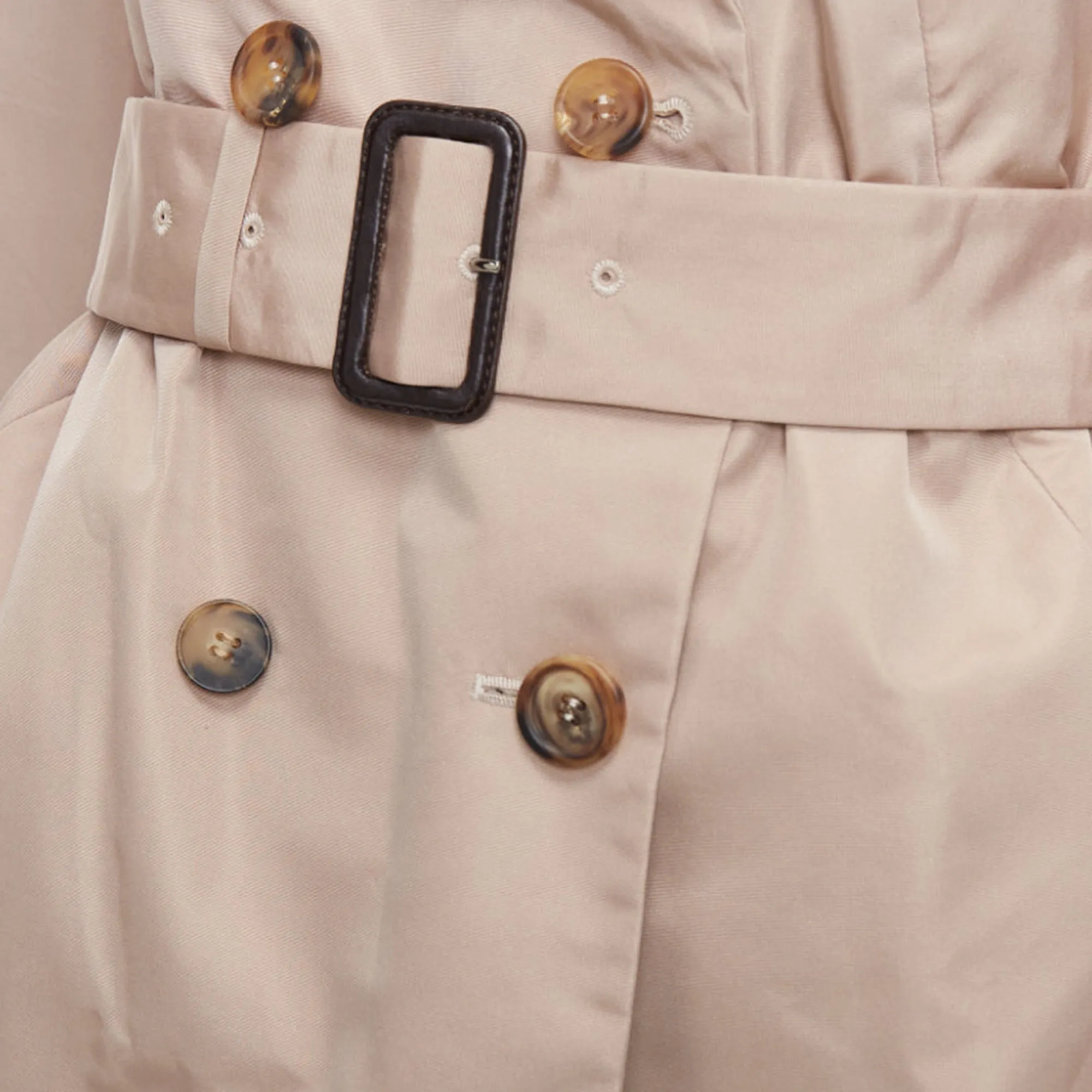 Prada Silk Blend Panelled Double Breast Belted Trench Jacket