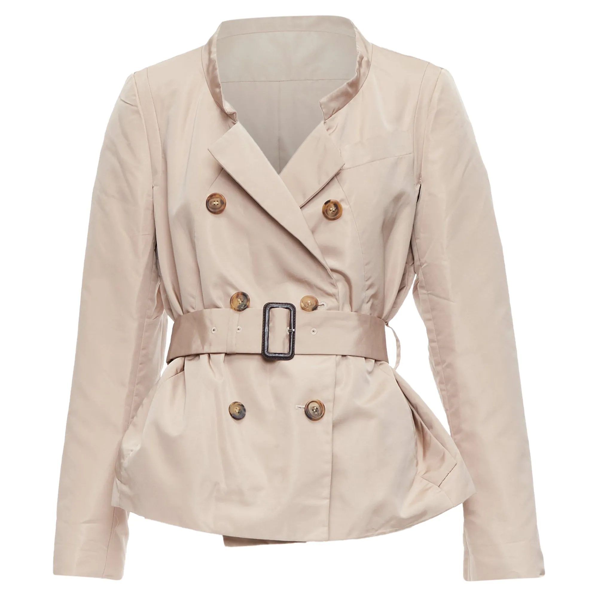 Prada Silk Blend Panelled Double Breast Belted Trench Jacket