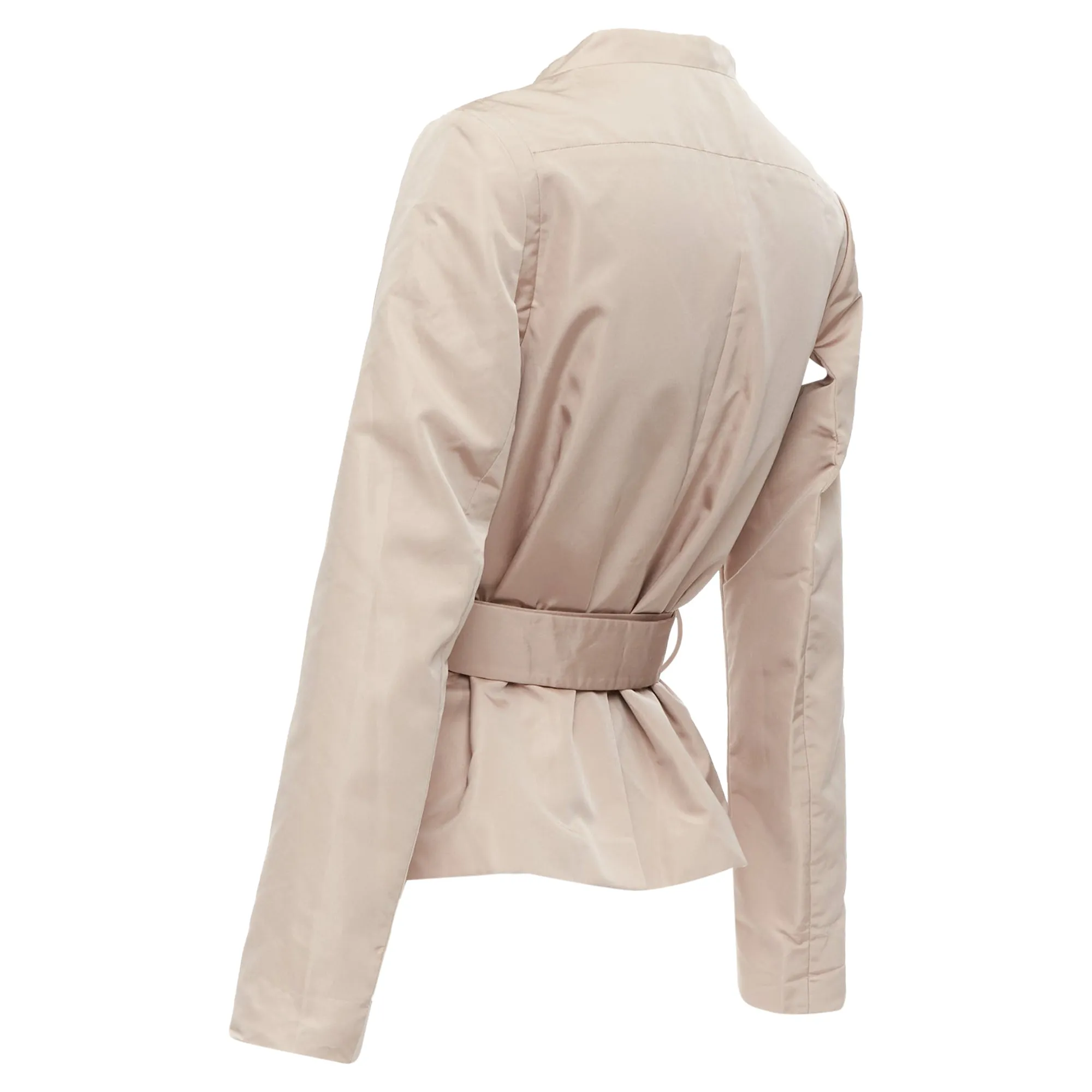 Prada Silk Blend Panelled Double Breast Belted Trench Jacket