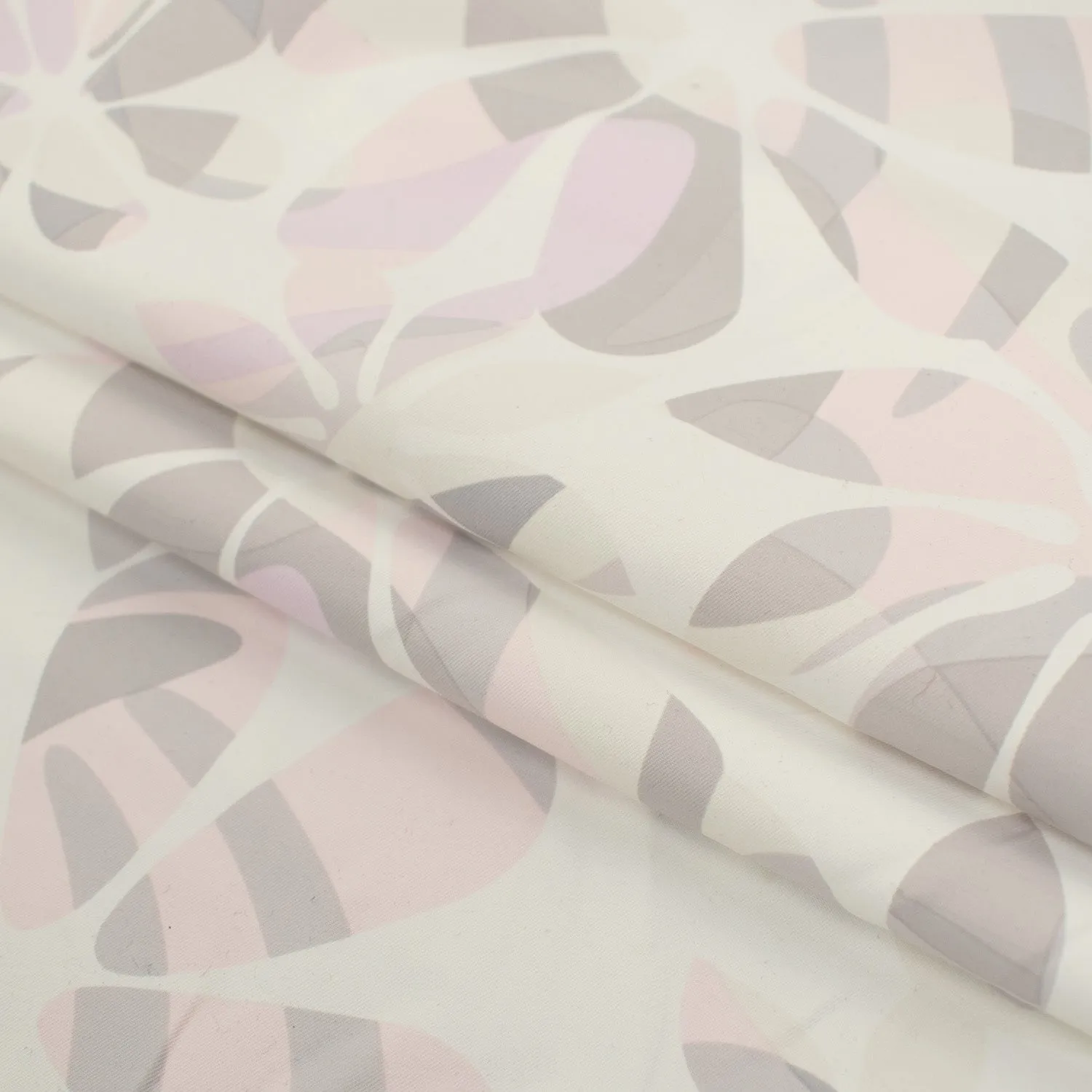 Printed Lining Design-39 Grey & Baby Pink Florals on Ivory