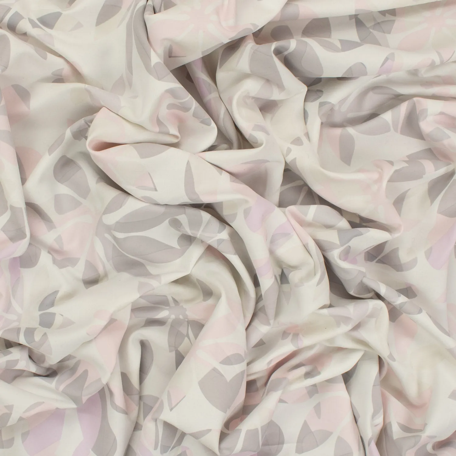 Printed Lining Design-39 Grey & Baby Pink Florals on Ivory
