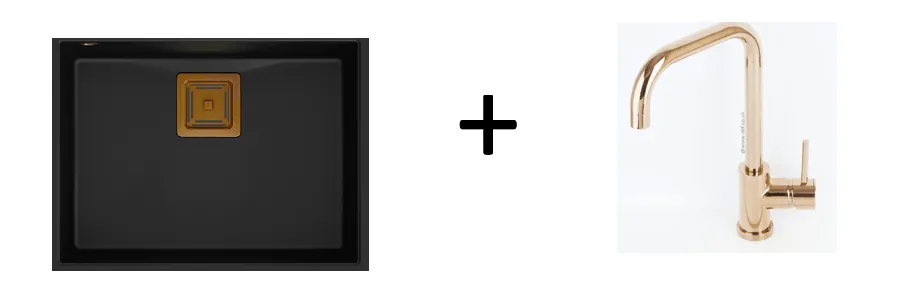 Quadron David 50 Pure Black undermount or topmount sink, Mix and Match