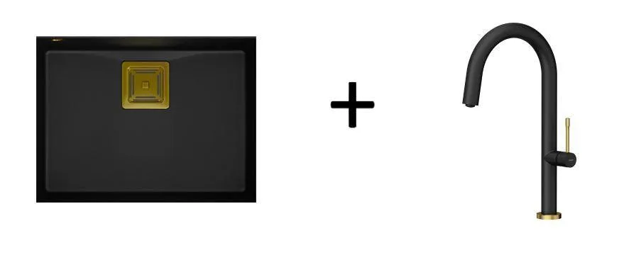 Quadron David 50 Pure Black undermount or topmount sink, Mix and Match