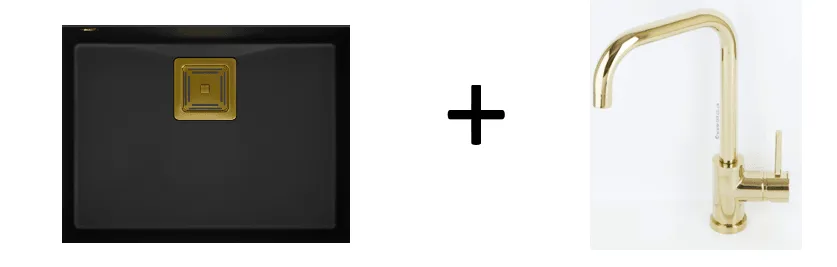 Quadron David 50 Pure Black undermount or topmount sink, Mix and Match