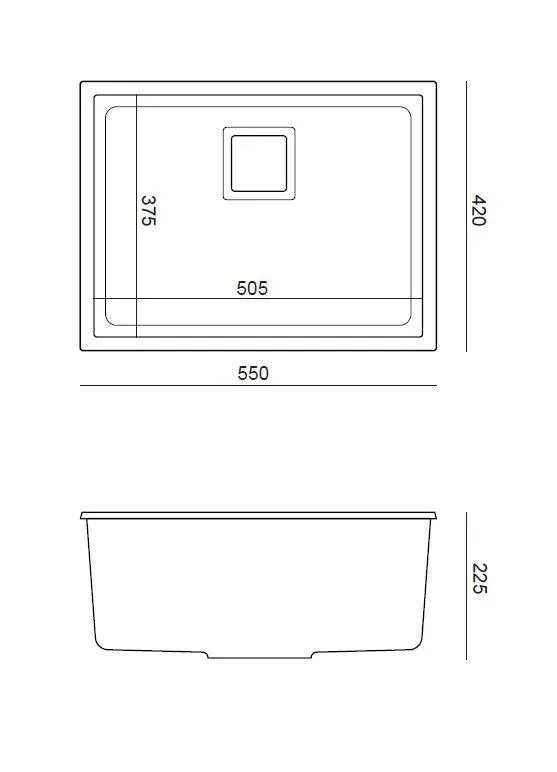 Quadron David 50 Pure Black undermount or topmount sink, Mix and Match