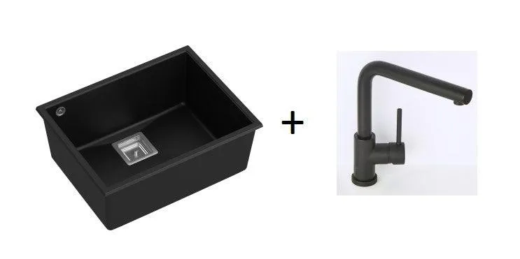 Quadron David 50 Pure Black undermount or topmount sink, Mix and Match