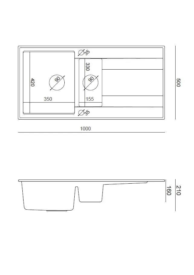 Quadron Evan 156 GraniteQ sink