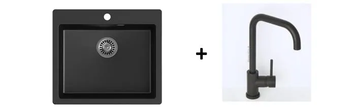 Quadron Morgan 110 Pure Black topmount sink