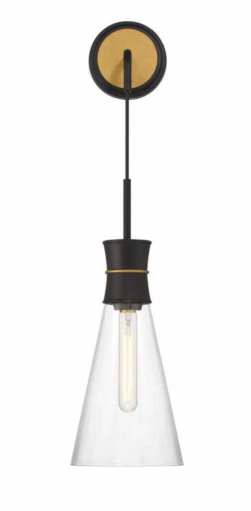 Quinn 1 Light Matte Black   Textured Gold Sconce