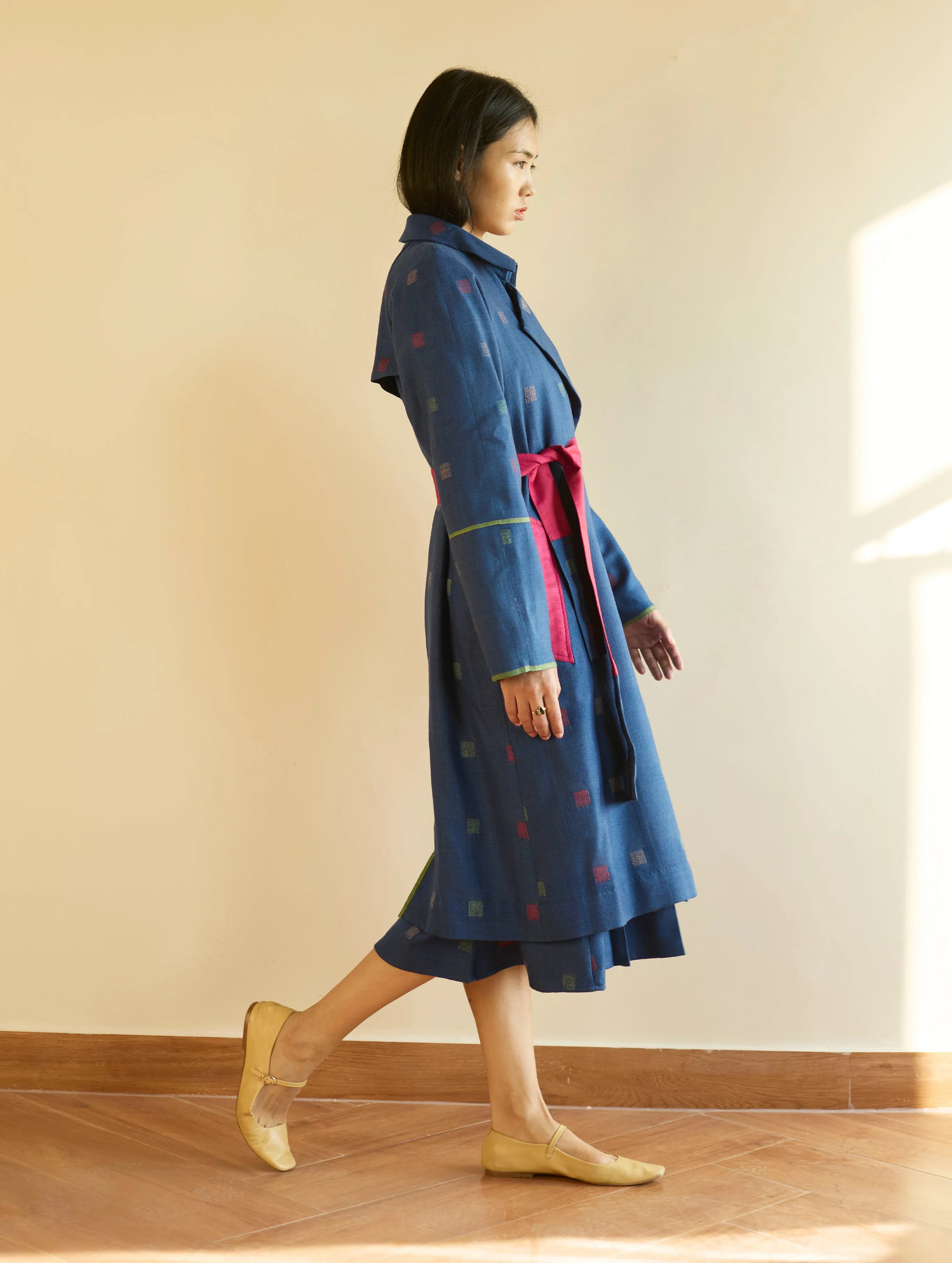 Rayna Wool Trench Coat - Navy