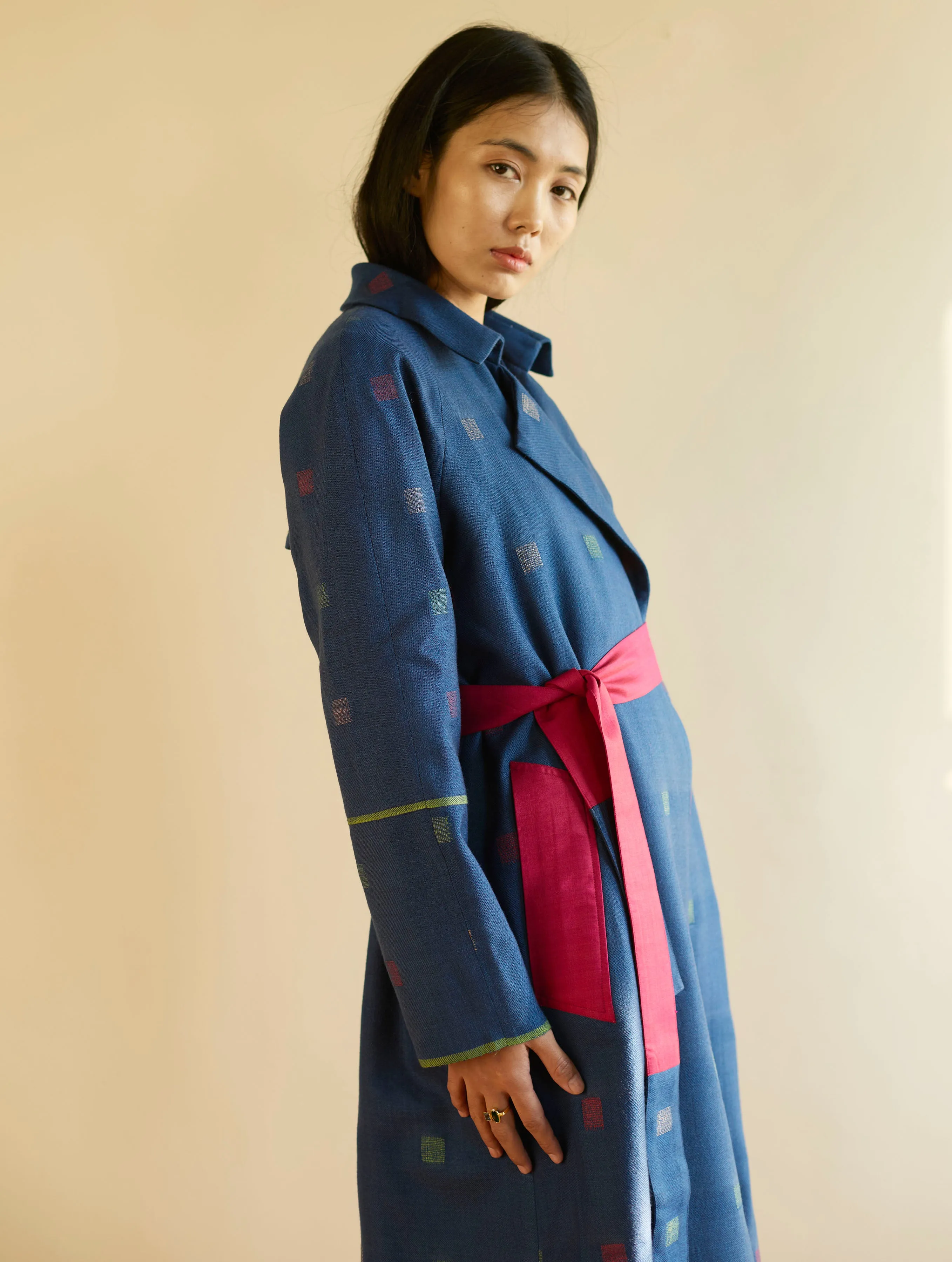 Rayna Wool Trench Coat - Navy