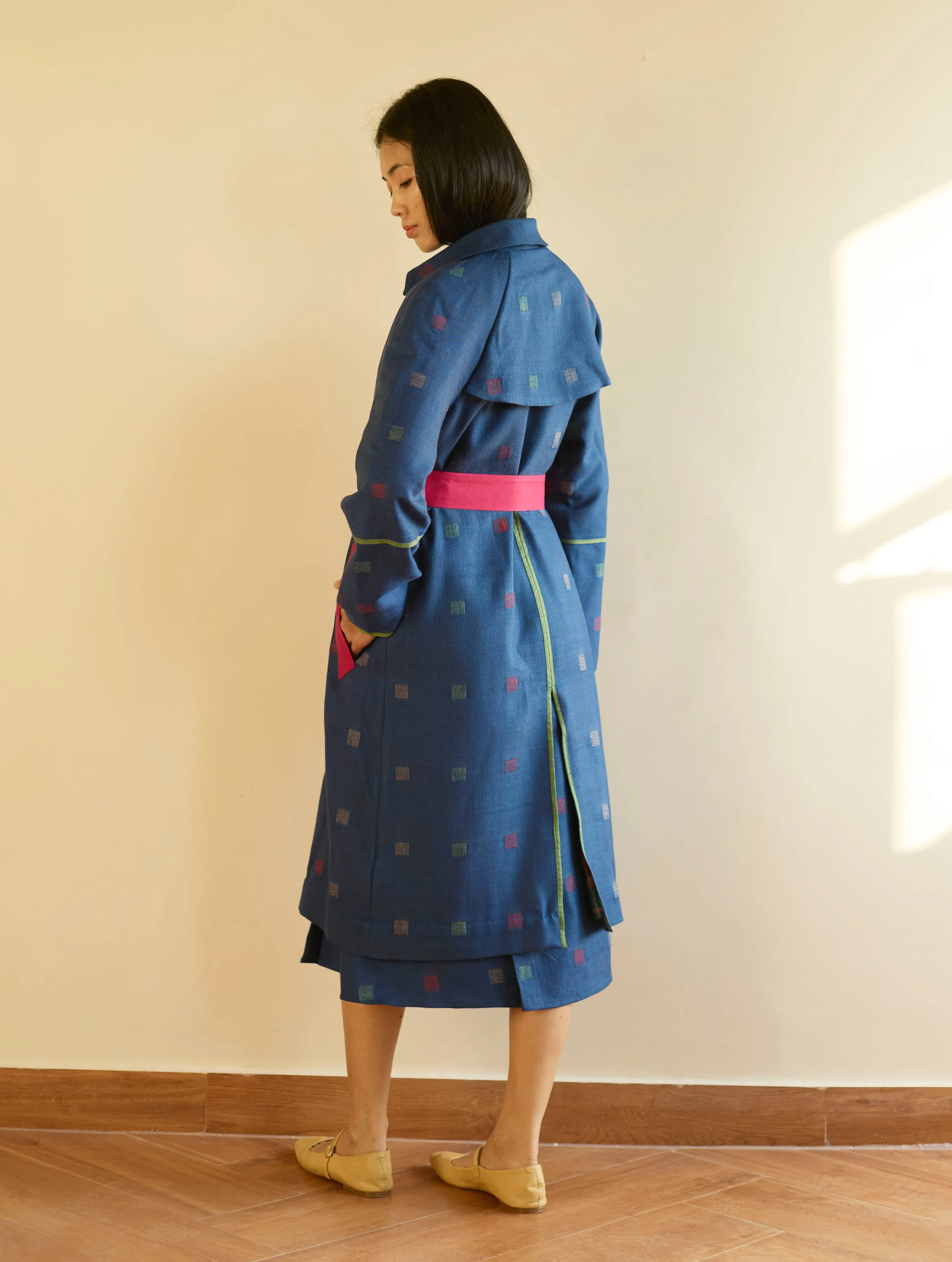 Rayna Wool Trench Coat - Navy