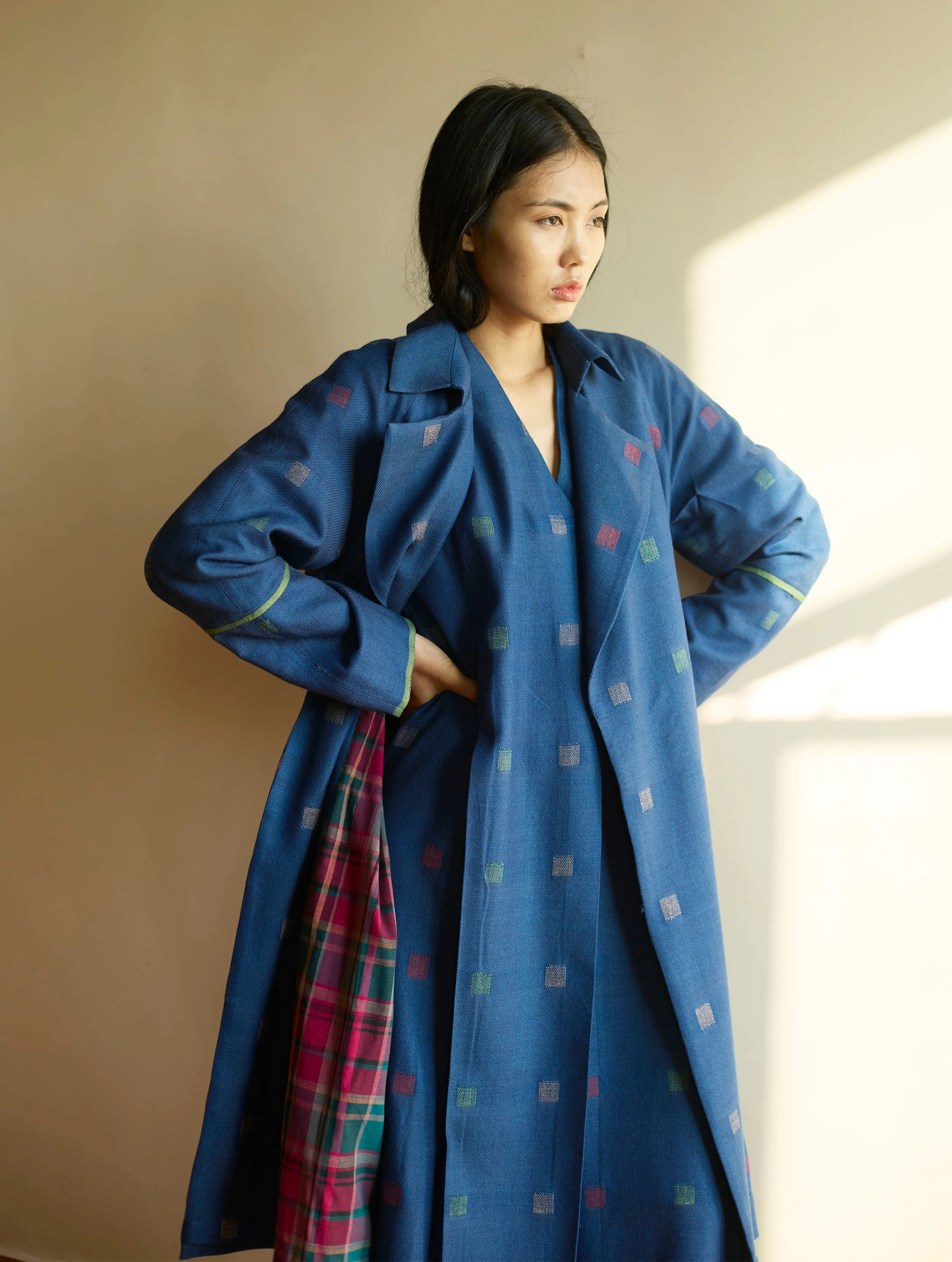 Rayna Wool Trench Coat - Navy