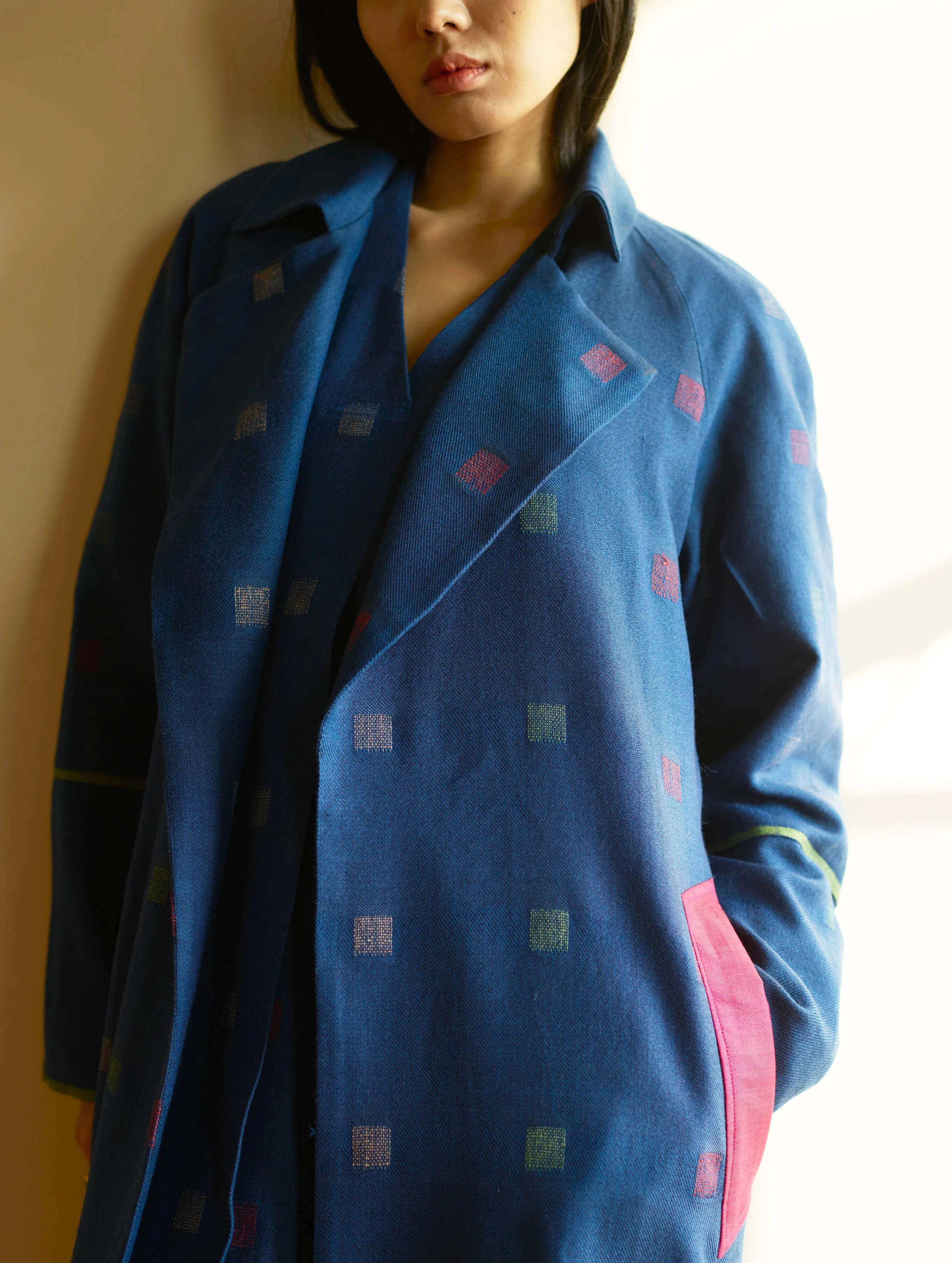 Rayna Wool Trench Coat - Navy