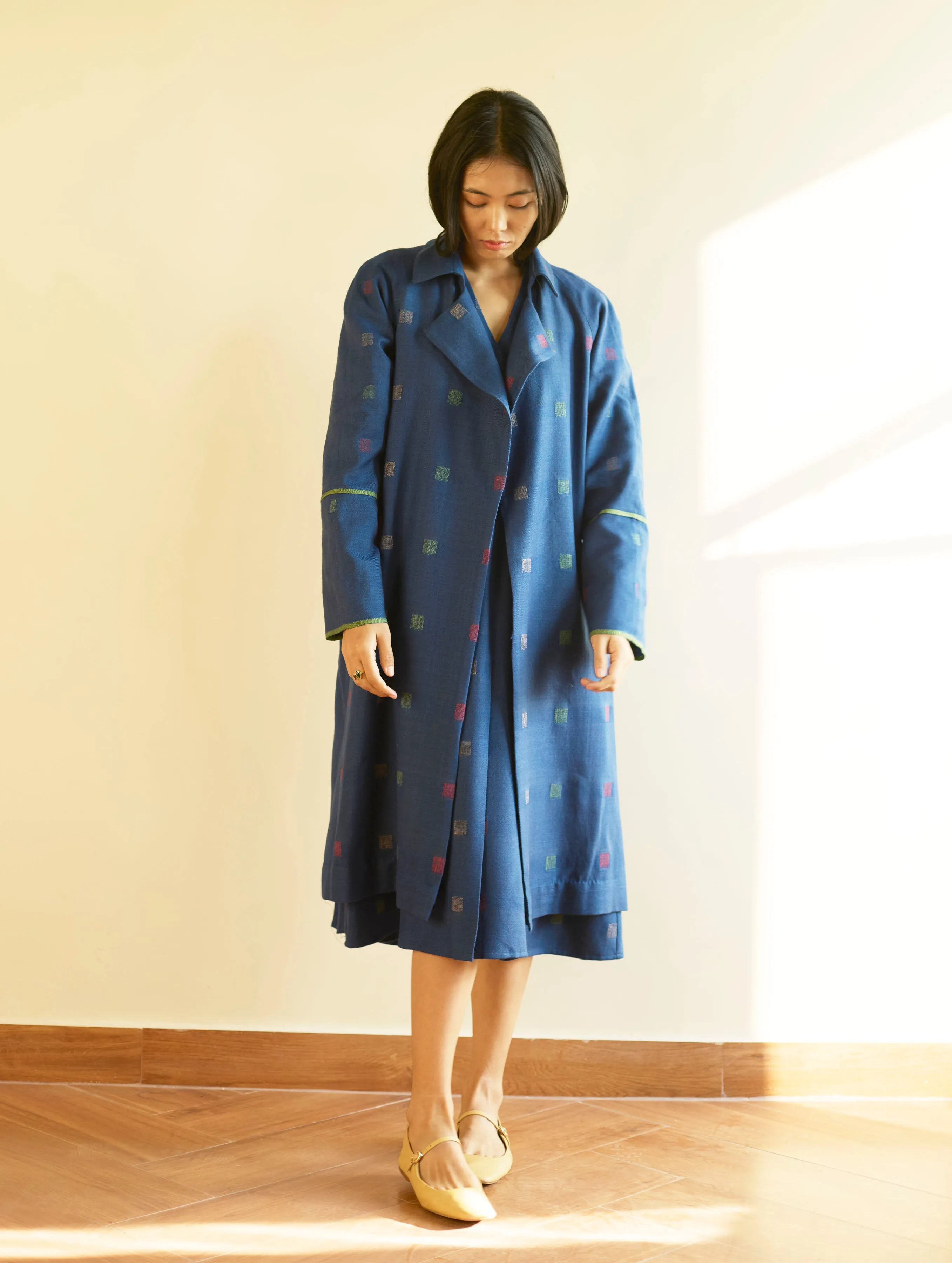 Rayna Wool Trench Coat - Navy