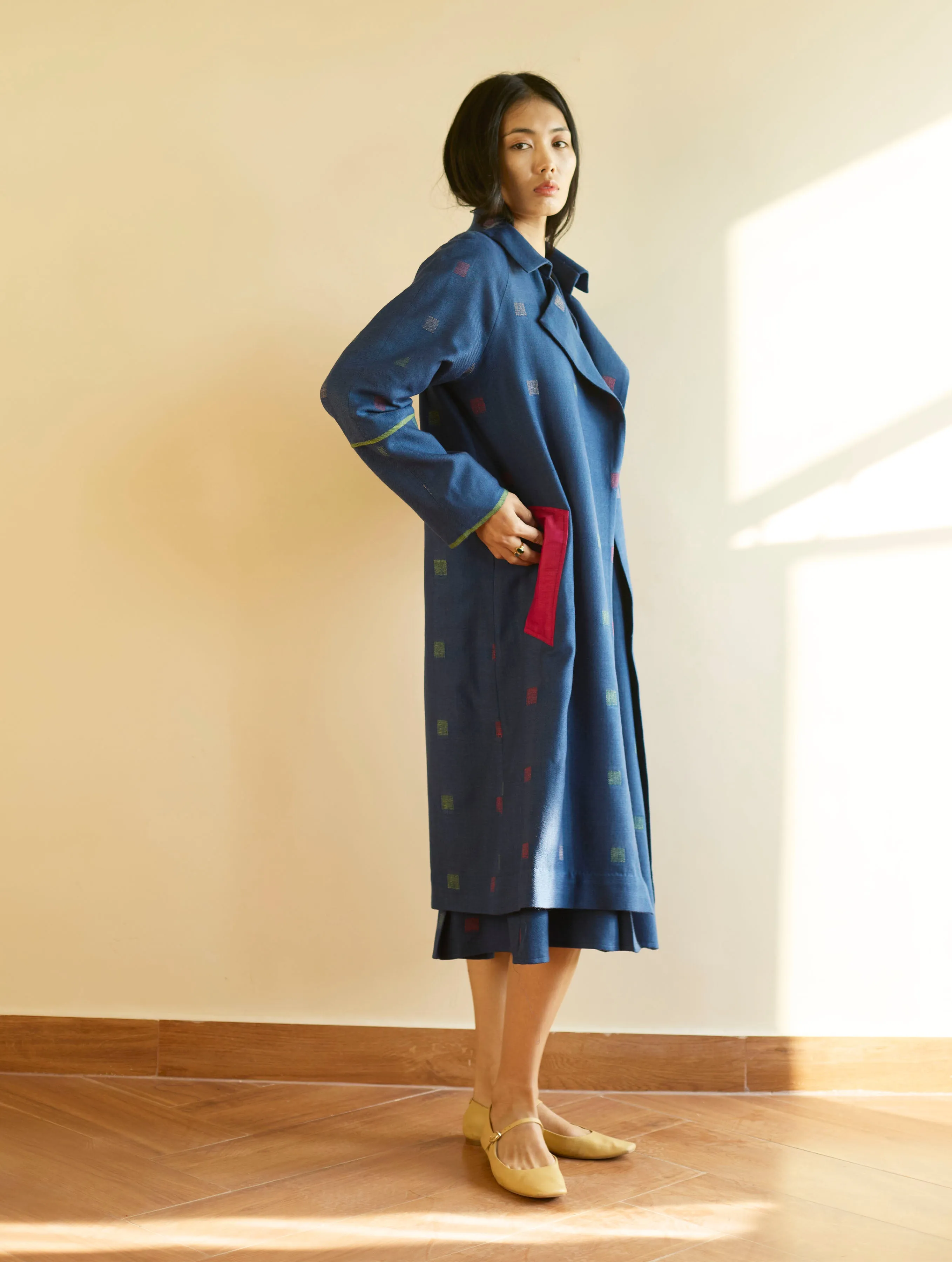 Rayna Wool Trench Coat - Navy