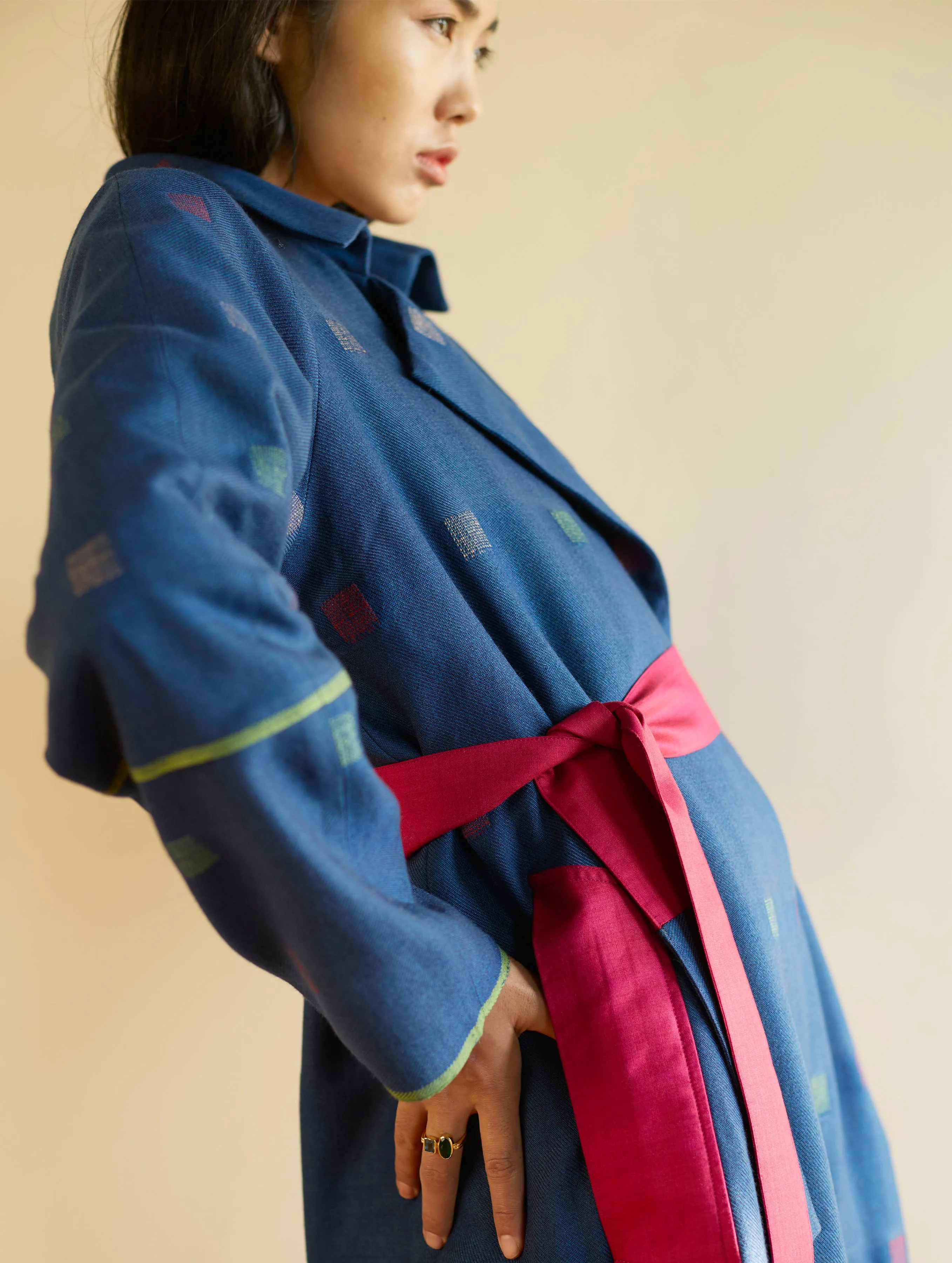 Rayna Wool Trench Coat - Navy