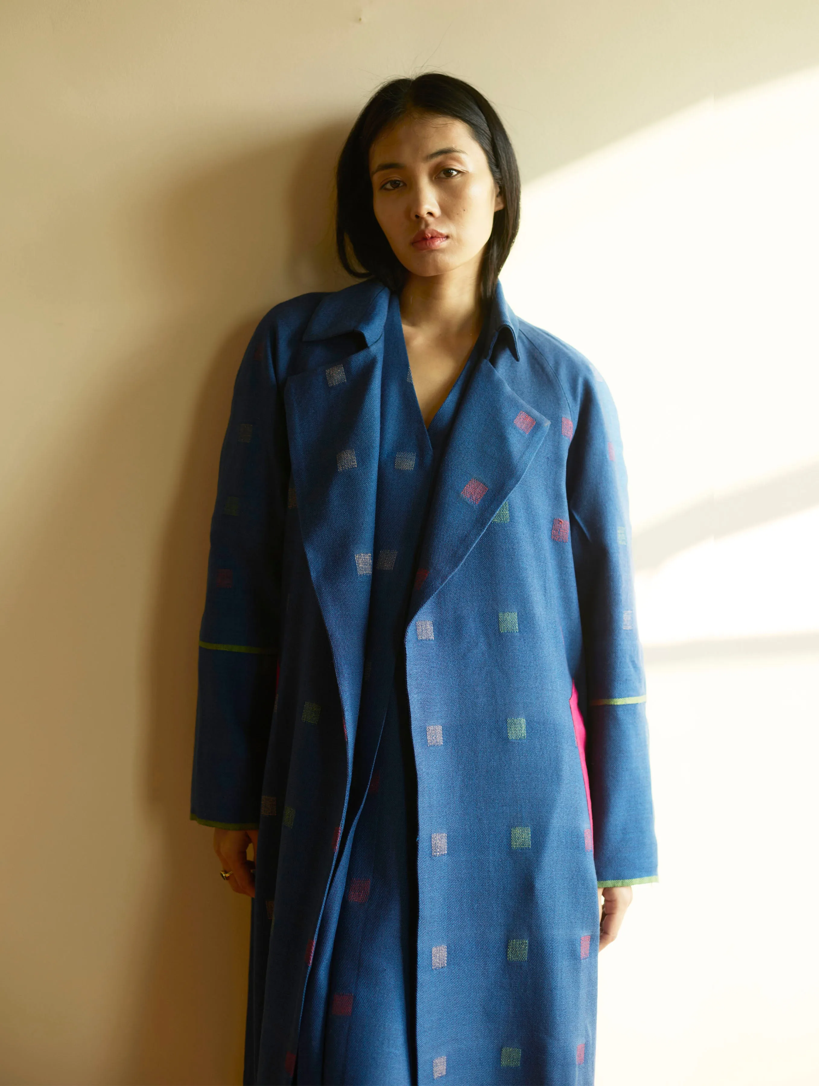 Rayna Wool Trench Coat - Navy