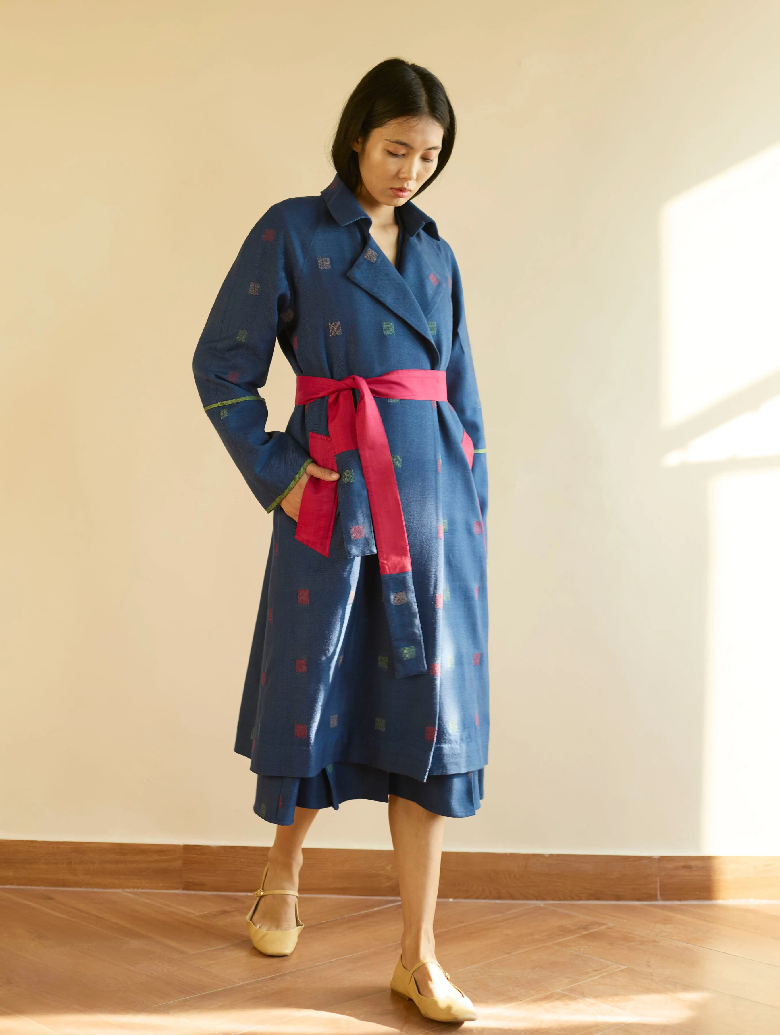 Rayna Wool Trench Coat - Navy