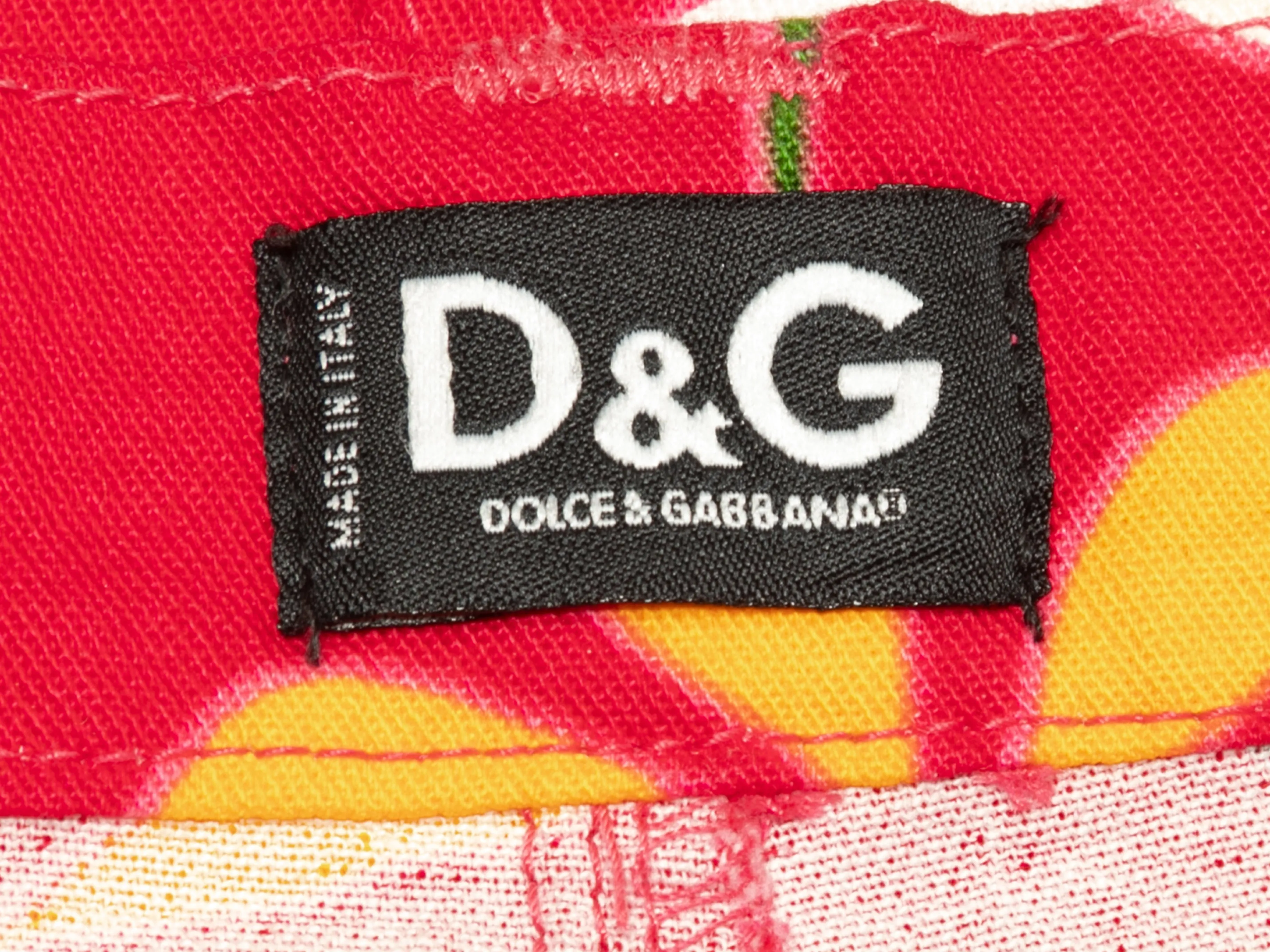 Red & Multicolor D&G Floral Print Knee-Length Skirt Size IT 46