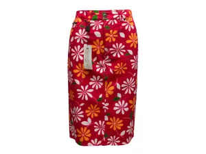 Red & Multicolor D&G Floral Print Knee-Length Skirt Size IT 46