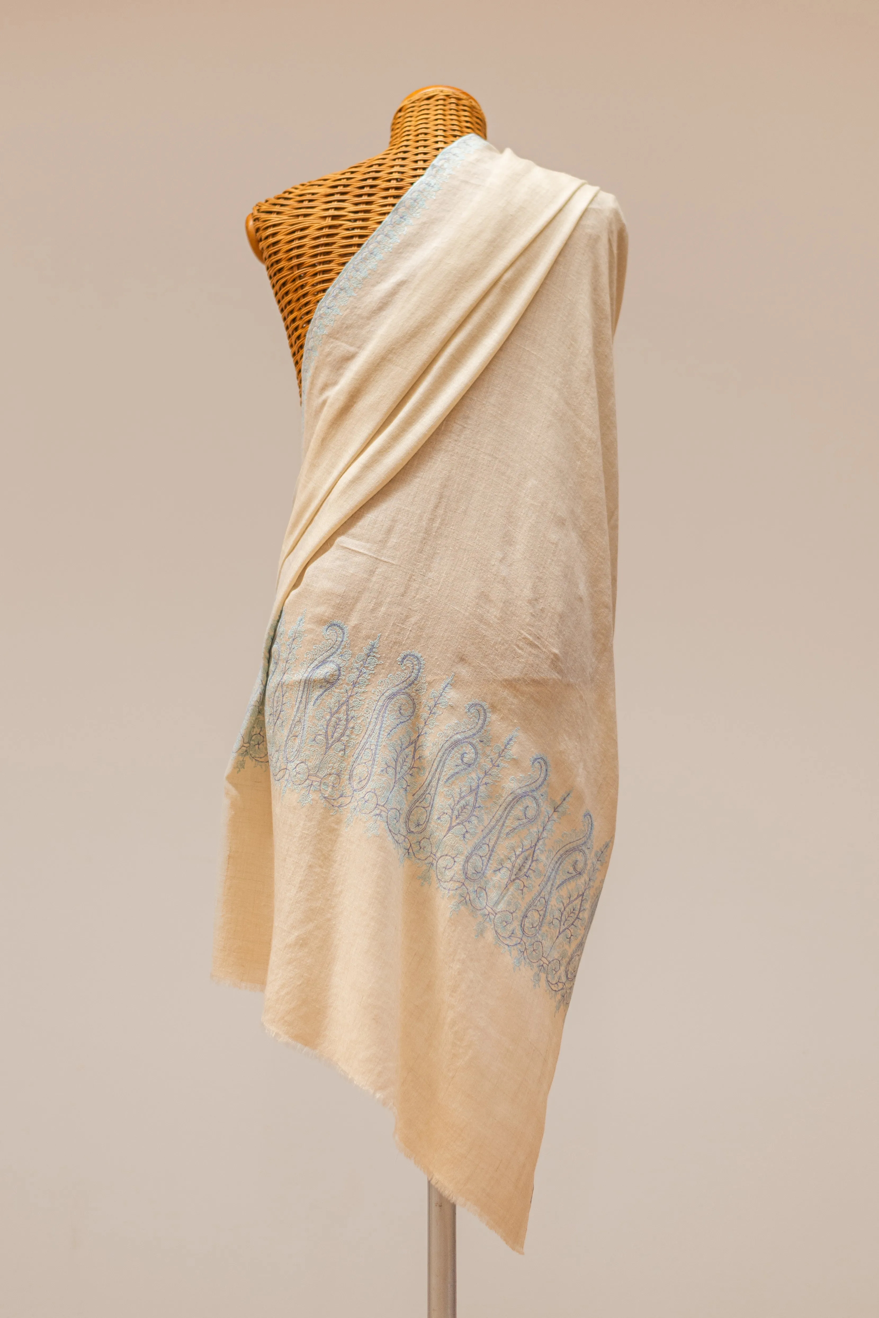 Sozni Pashmina Shawl - AQUA 200x100 CM