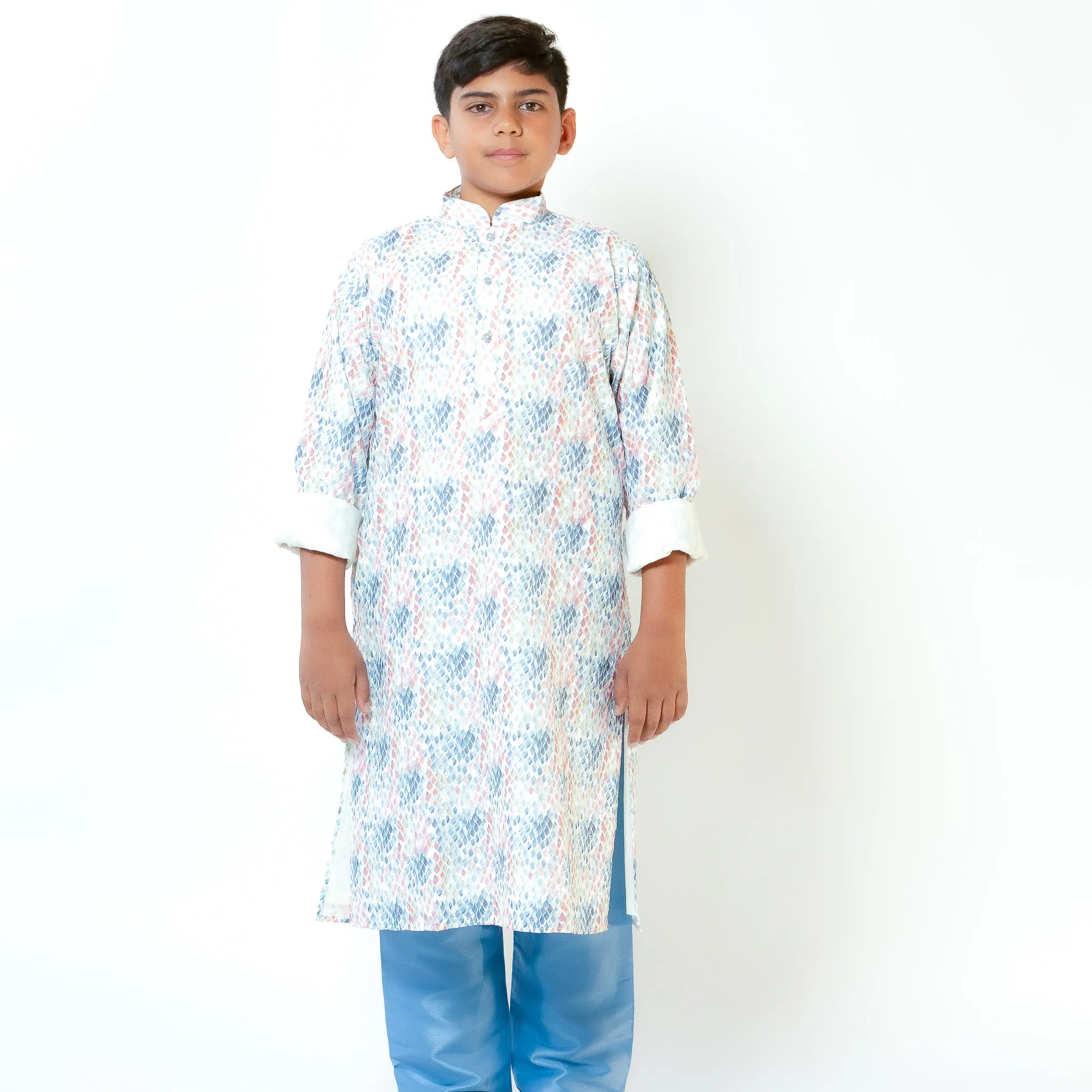 Sri - Boys Kurta Pajama with Chikankari in Multicolor Printed Kurta