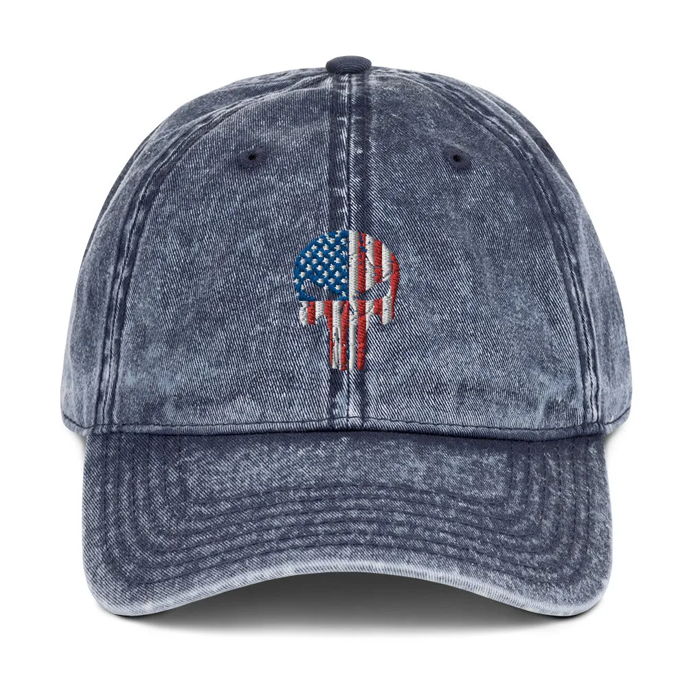 Stars and Stripes Punisher Cotton Twill Cap